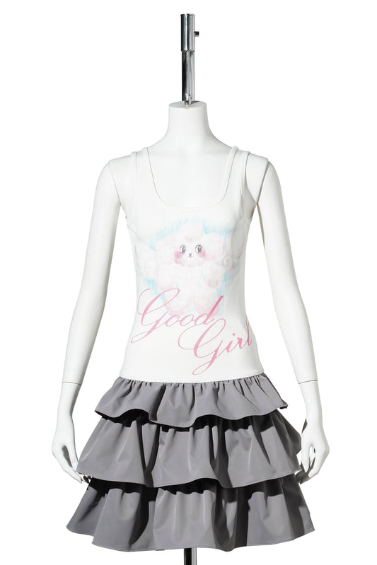 ANGEL HOLLY TANK DRESS / WHITE/GREY