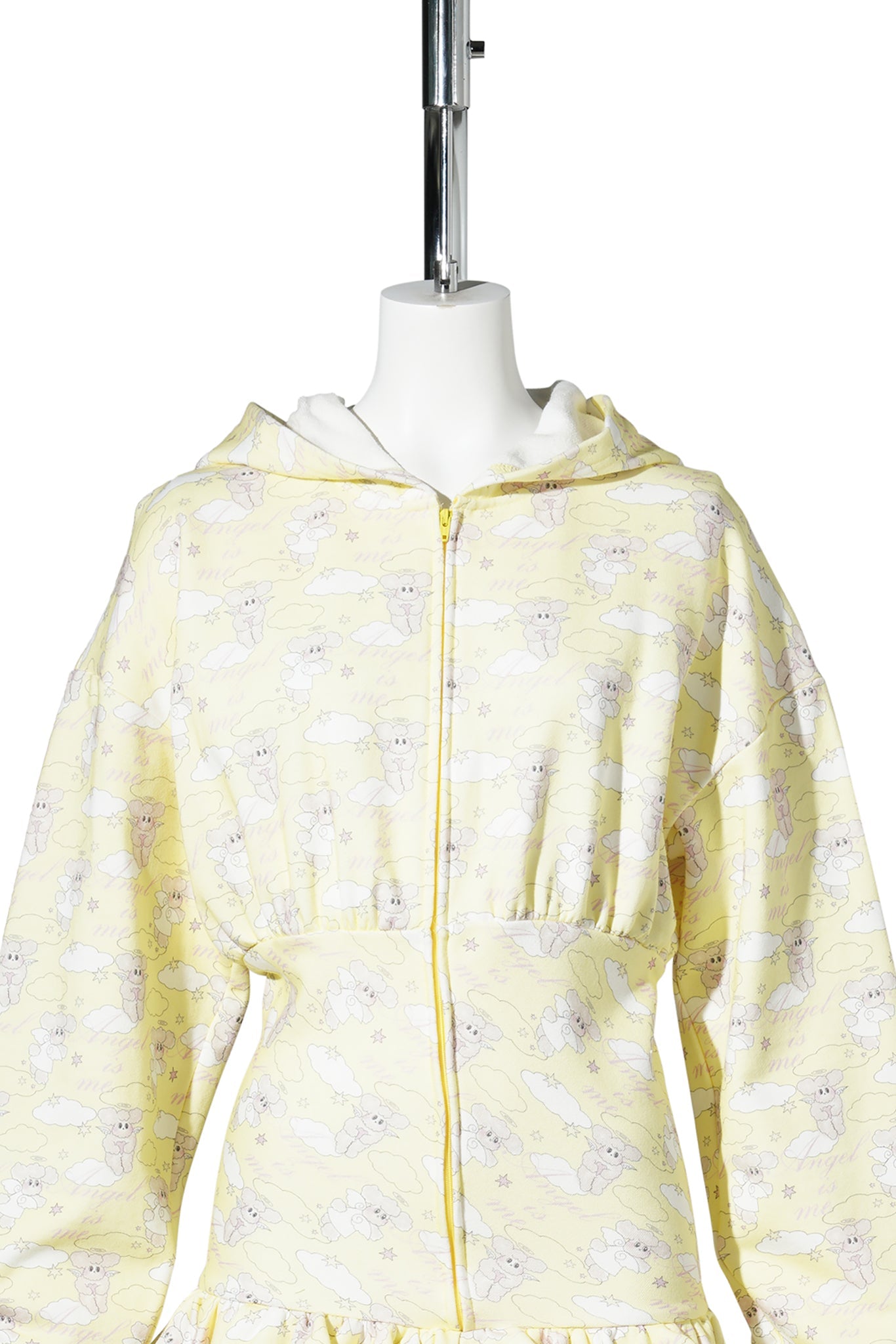 HOLLY ANGEL RUFFLE HOODIE DRESS / PALE YELLOW/ANGEL HOLLY