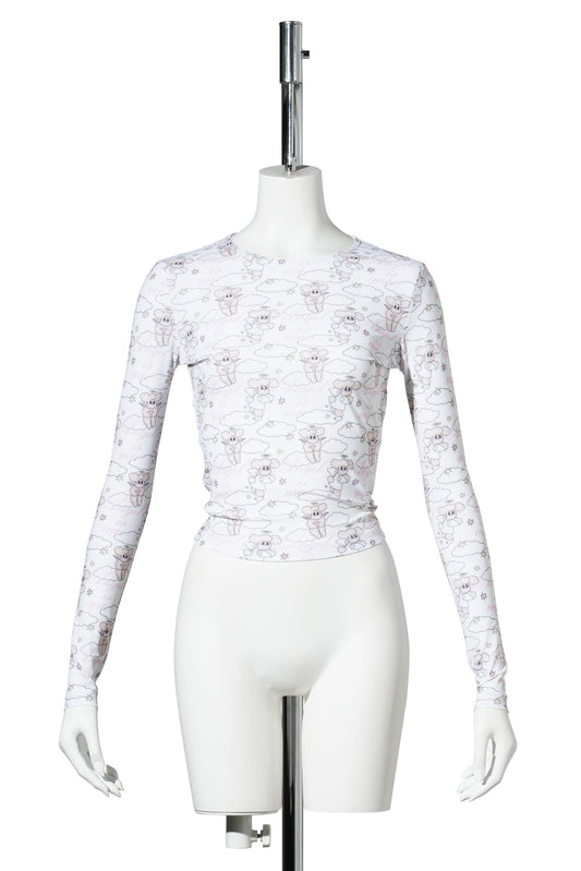 ANGEL HOLLY REPEAT LONG SLEEVE TEE / WHITE