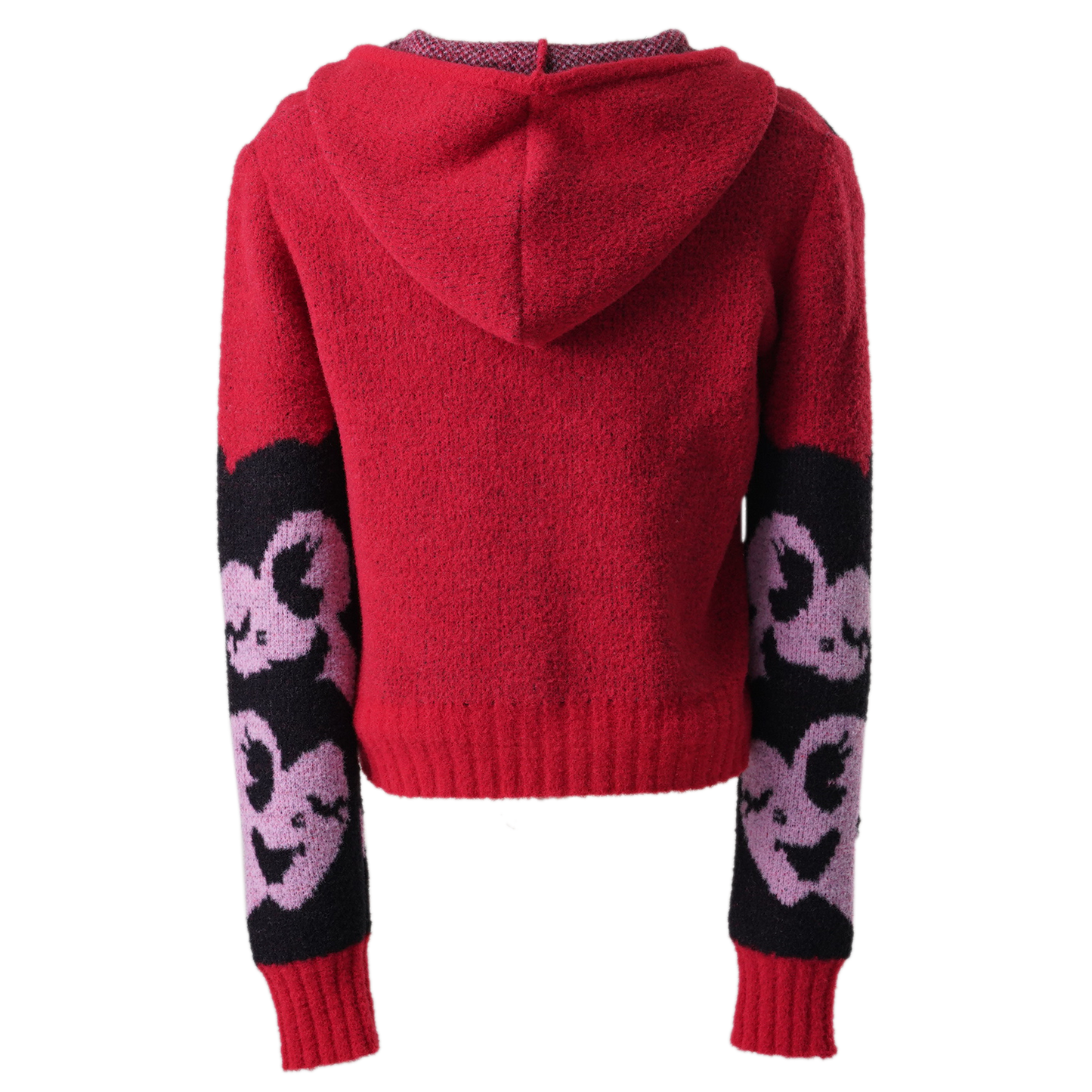 ZIP UP HOODED CARDIGAN / RED