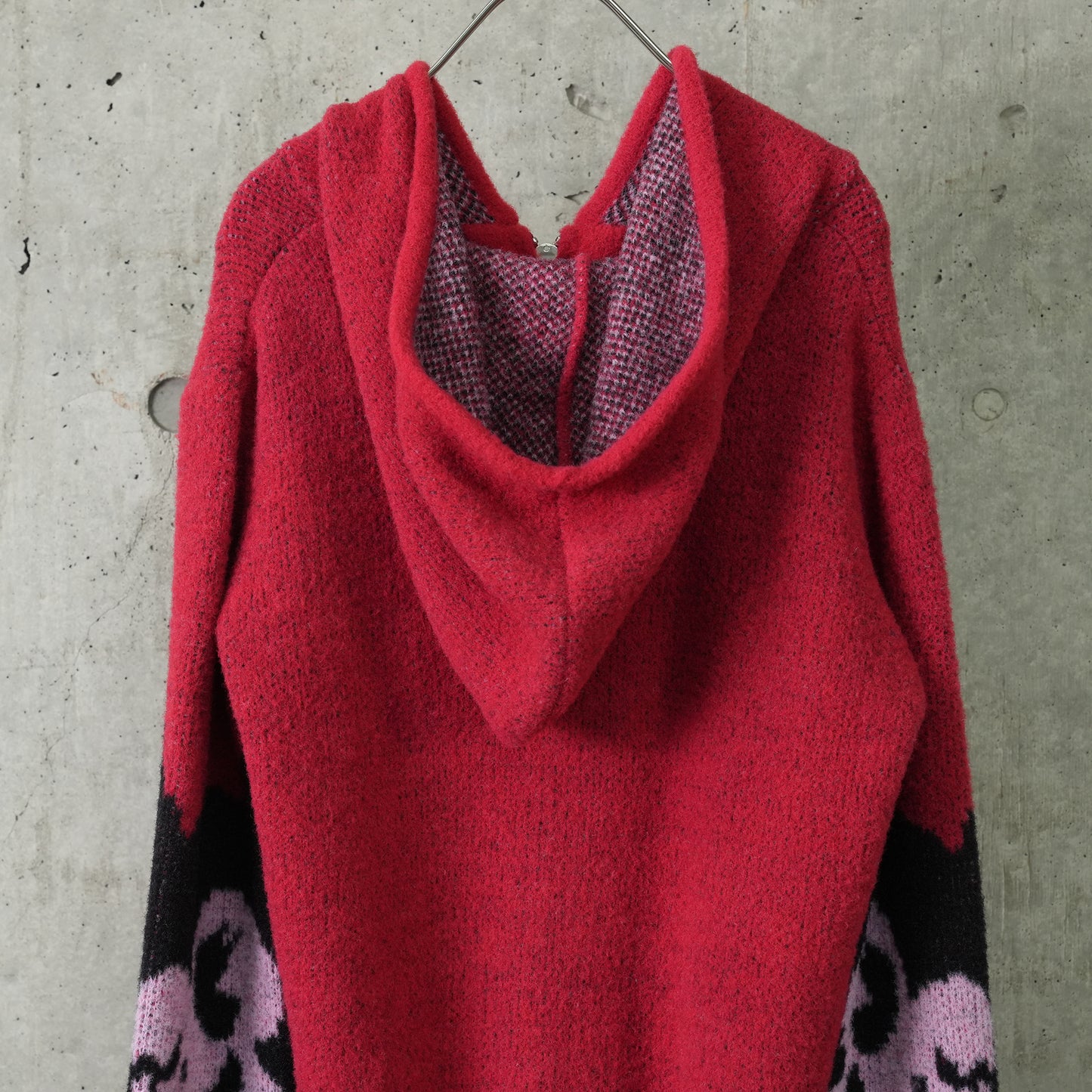 ZIP UP HOODED CARDIGAN / RED