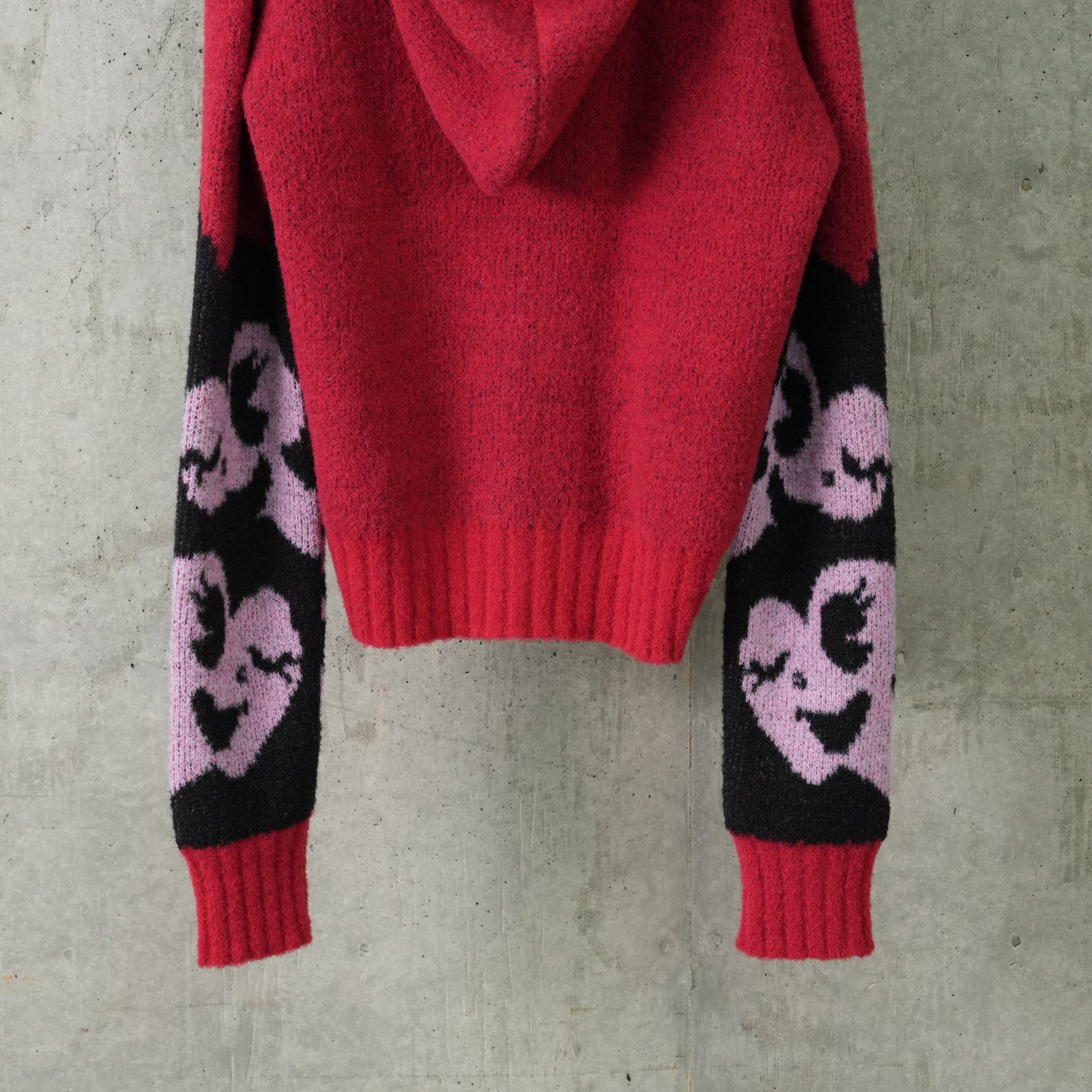 ZIP UP HOODED CARDIGAN / RED