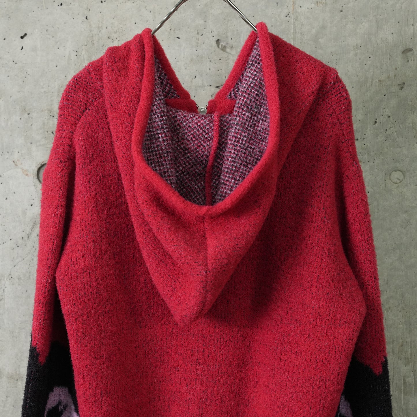 ZIP UP HOODED CARDIGAN / RED