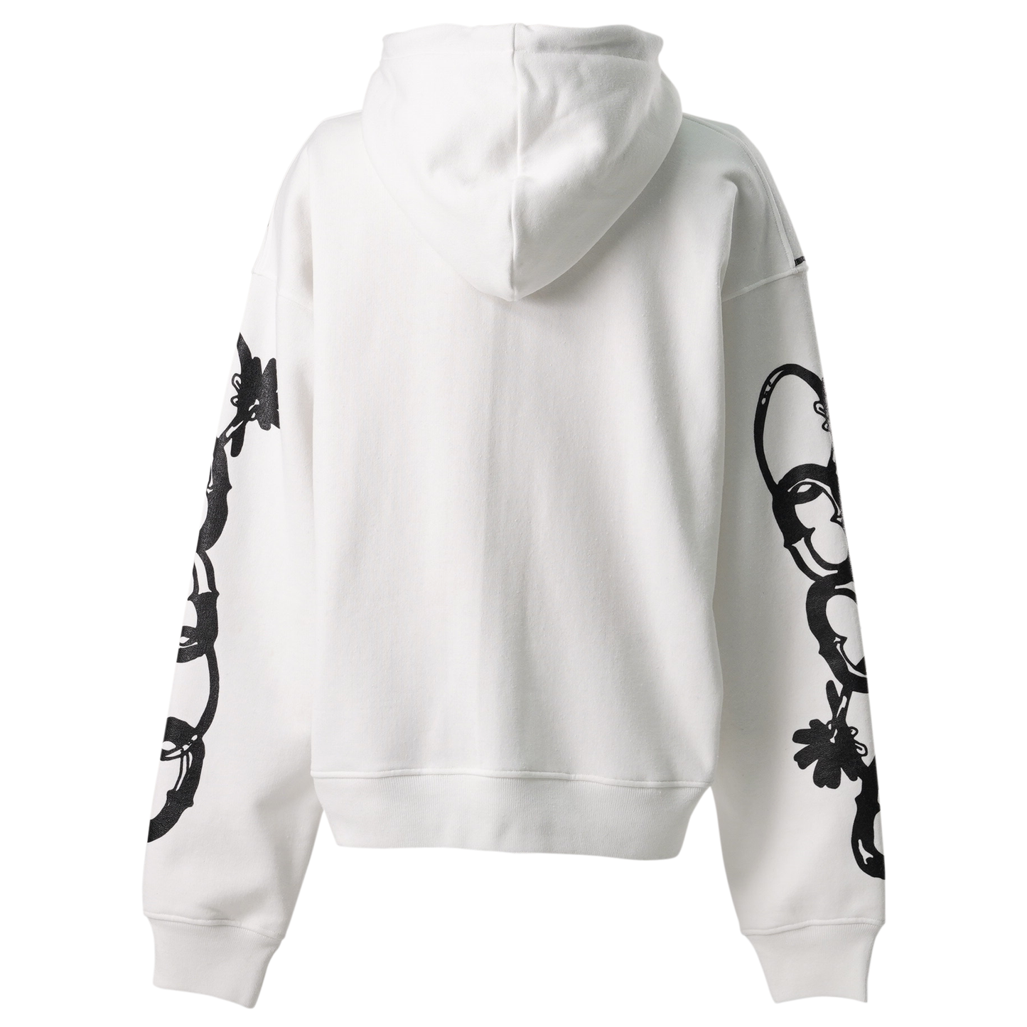 SCREEN PRINTED ZIP UP HOODIE / BLACK AND WHITE