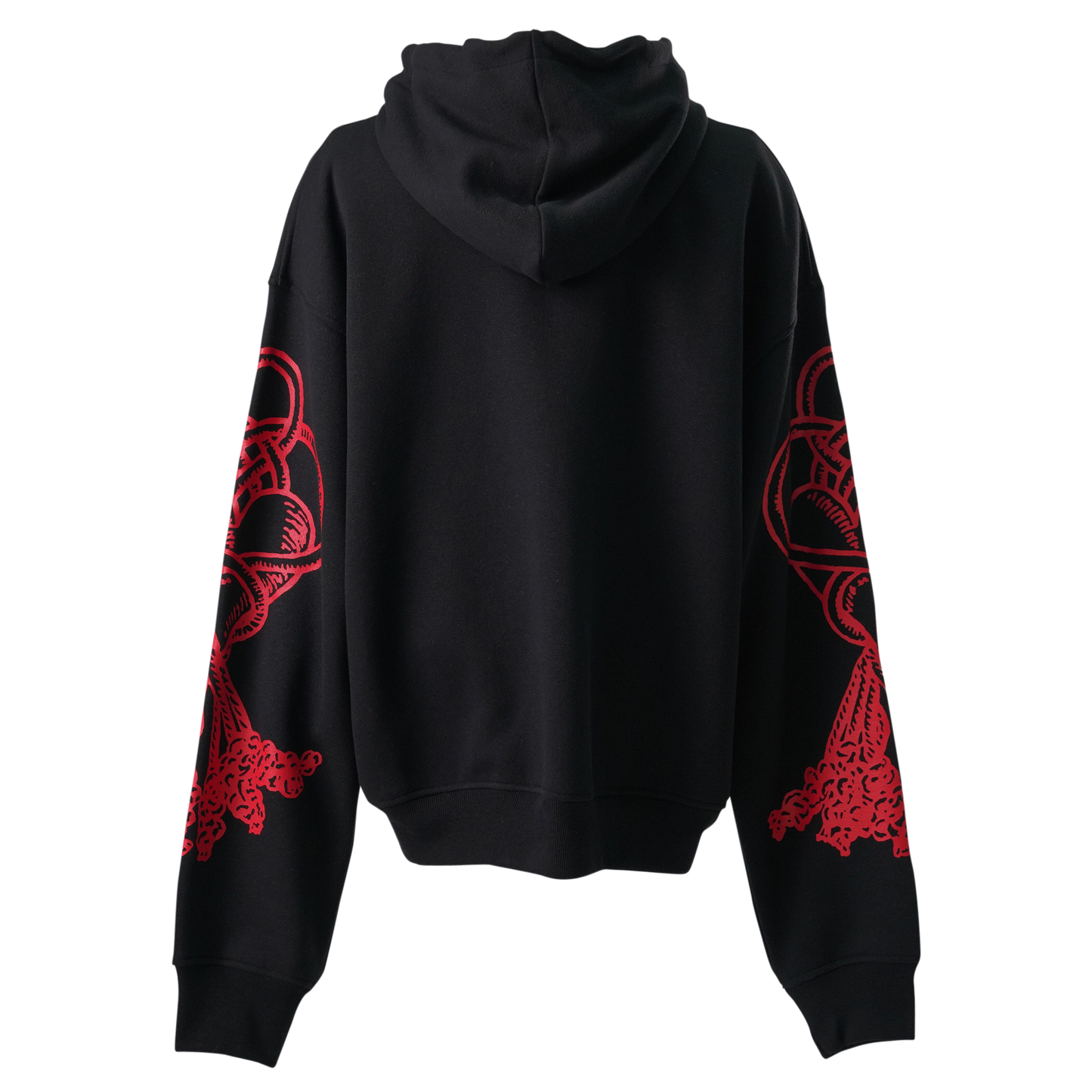 SCREEN PRINTED ZIP UP HOODIE / BLACK