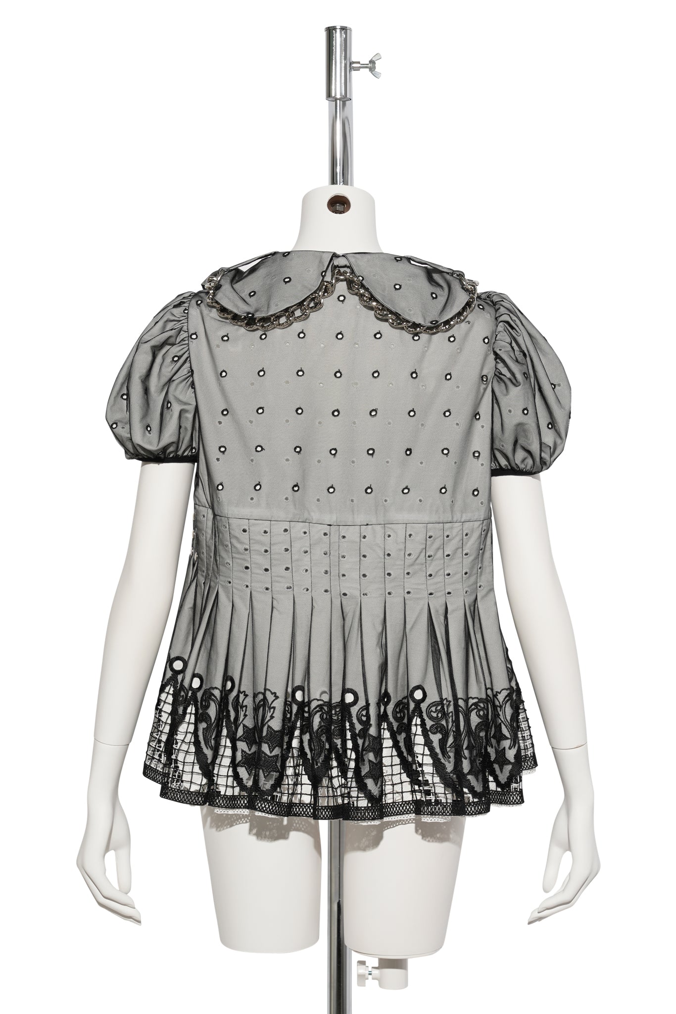 BERYL SHORT SLEEVE BLOUSE / BLACK AND WHITE