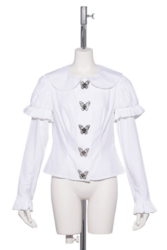WHITE BUTTERFLY BLOUSE / WHITE