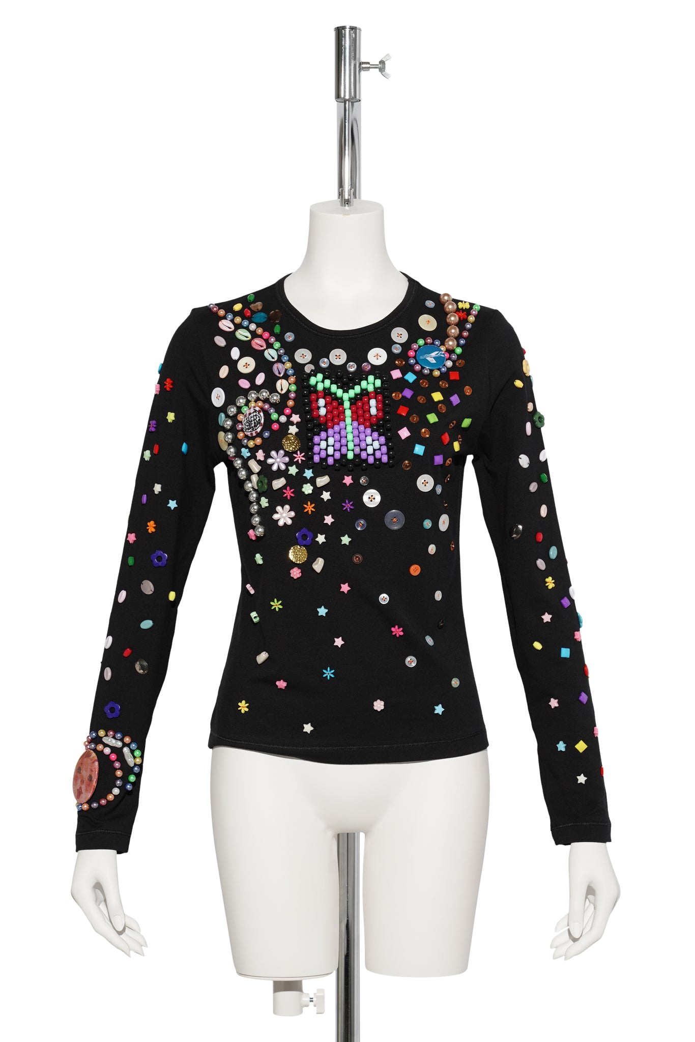 NIGHT DEFUNCT BEADED JERSEY TOP / BLACK