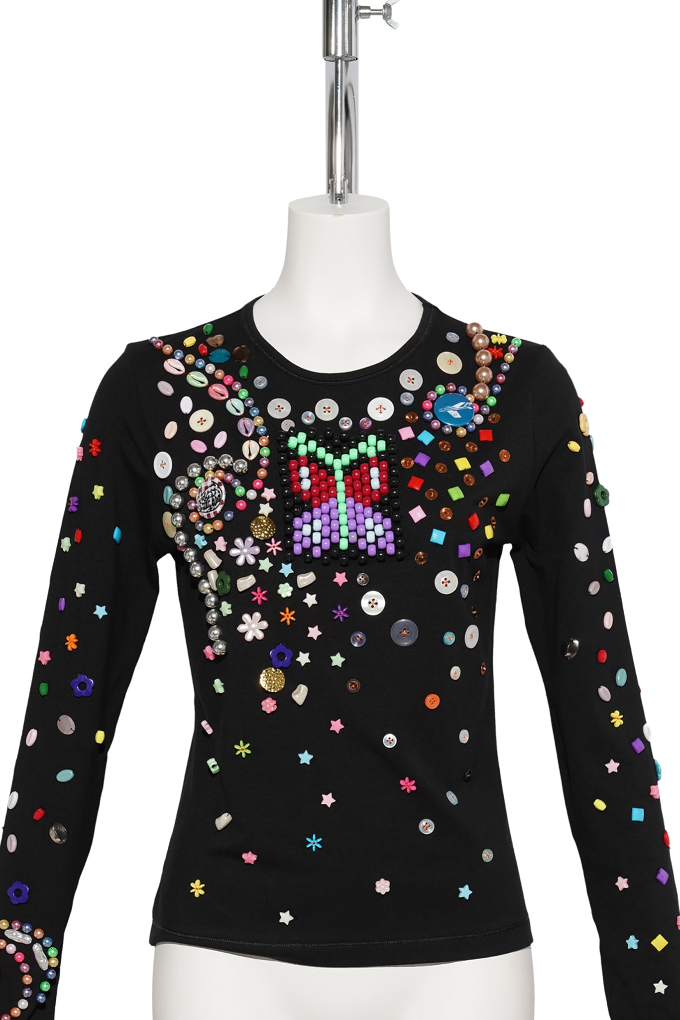 NIGHT DEFUNCT BEADED JERSEY TOP / BLACK