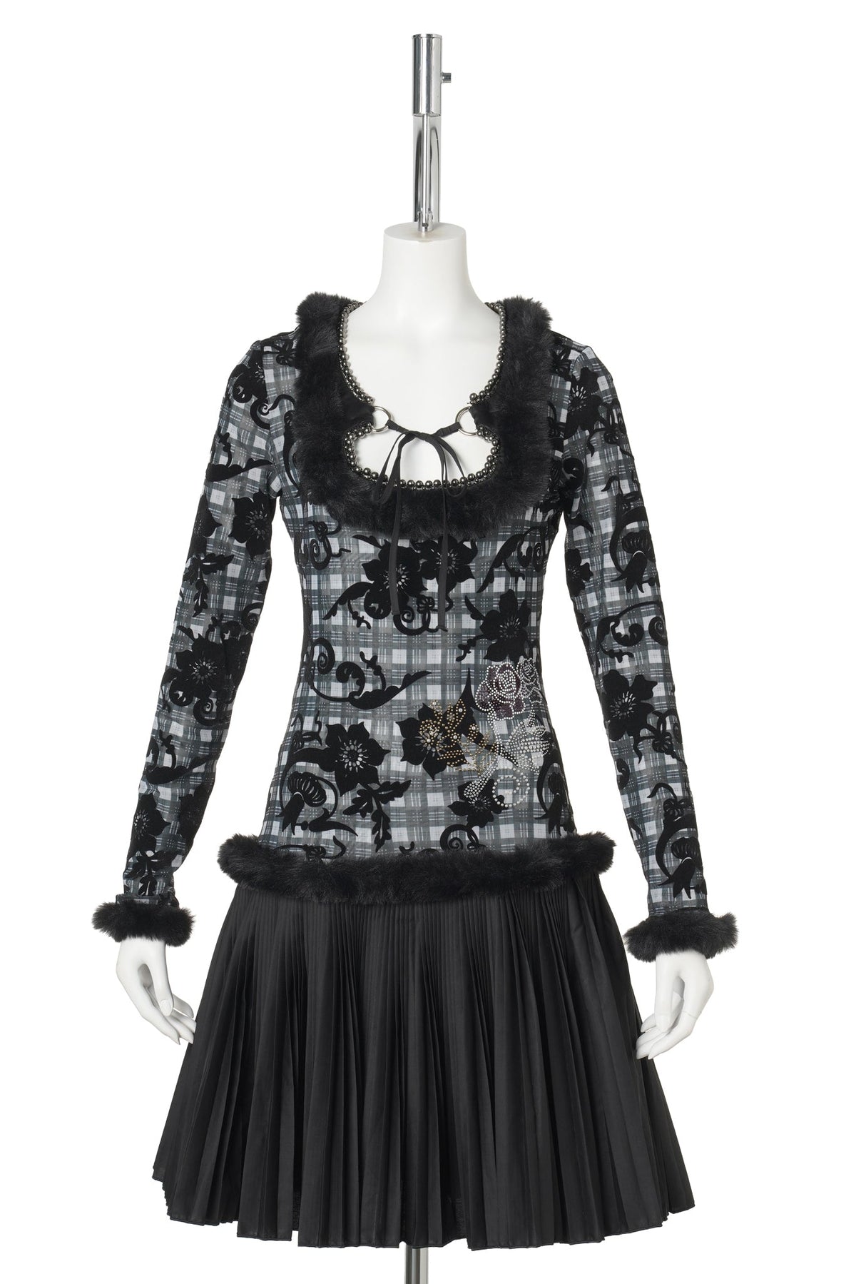 DEW SWEEPER MESH DRESS / BLACK MULTI