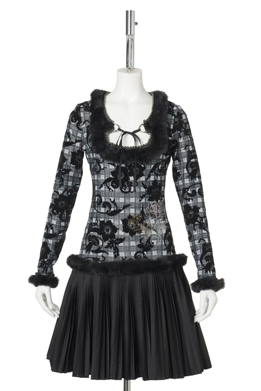 DEW SWEEPER MESH DRESS / BLACK MULTI
