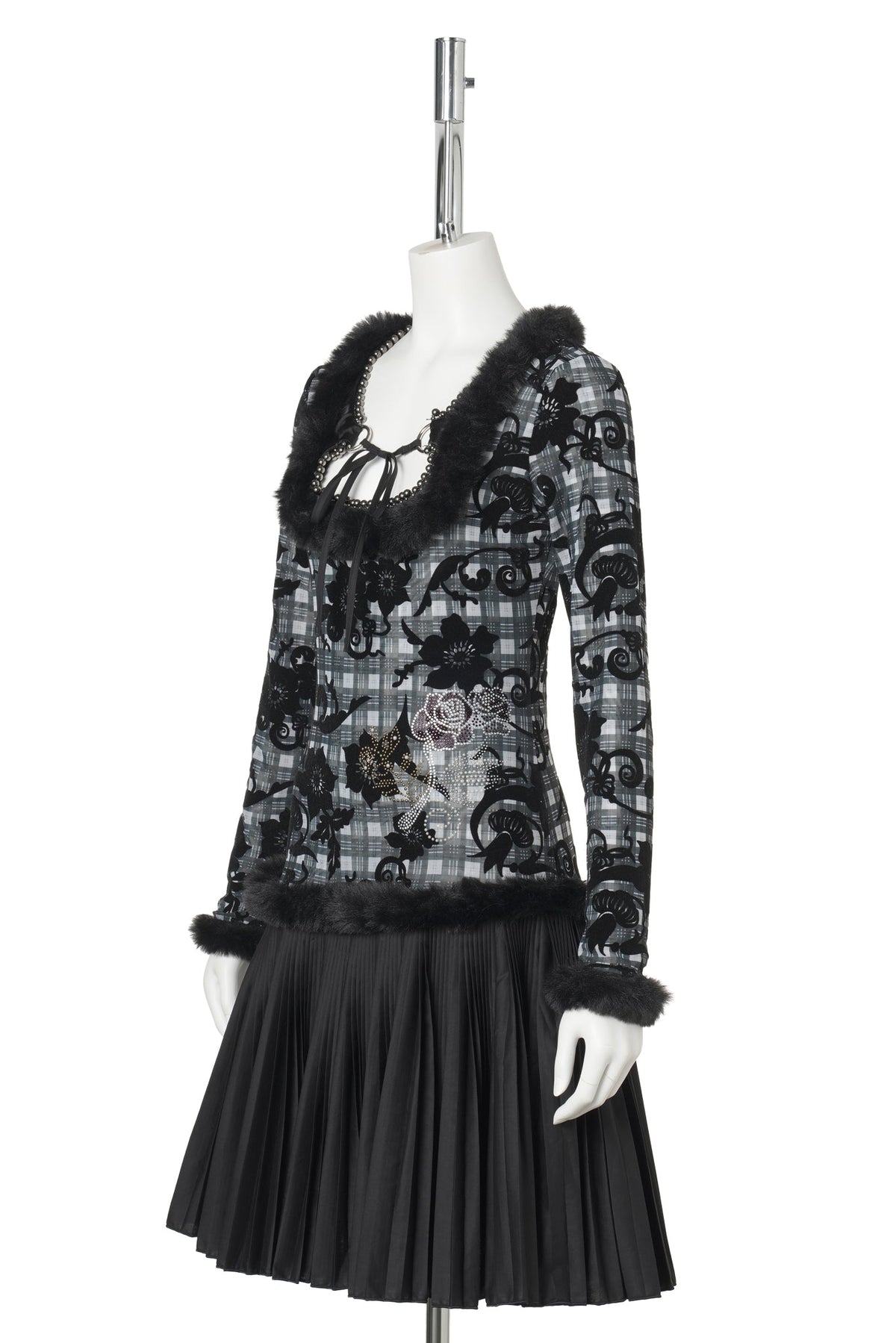 DEW SWEEPER MESH DRESS / BLACK MULTI