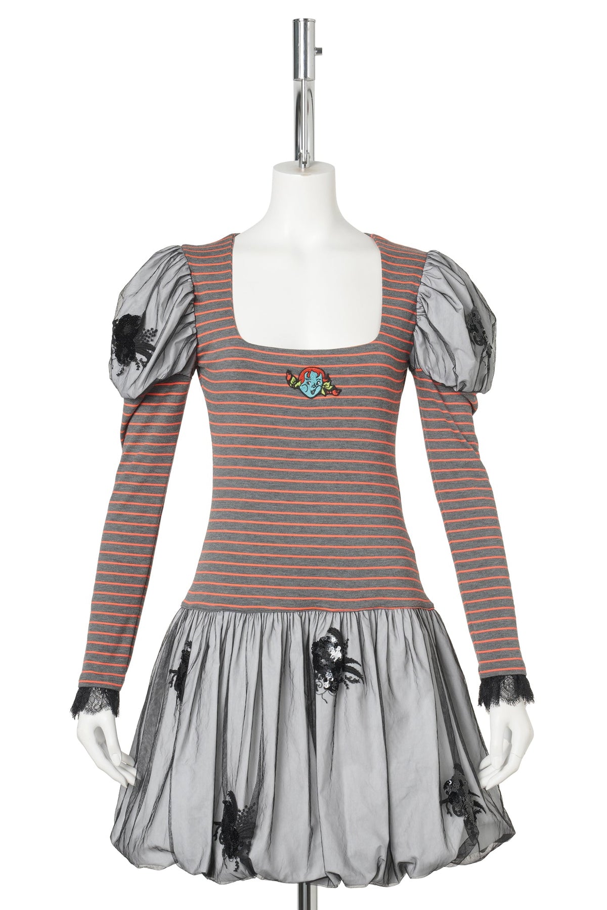 PITCH JERSEY DRESS / GREY AND ORANGE