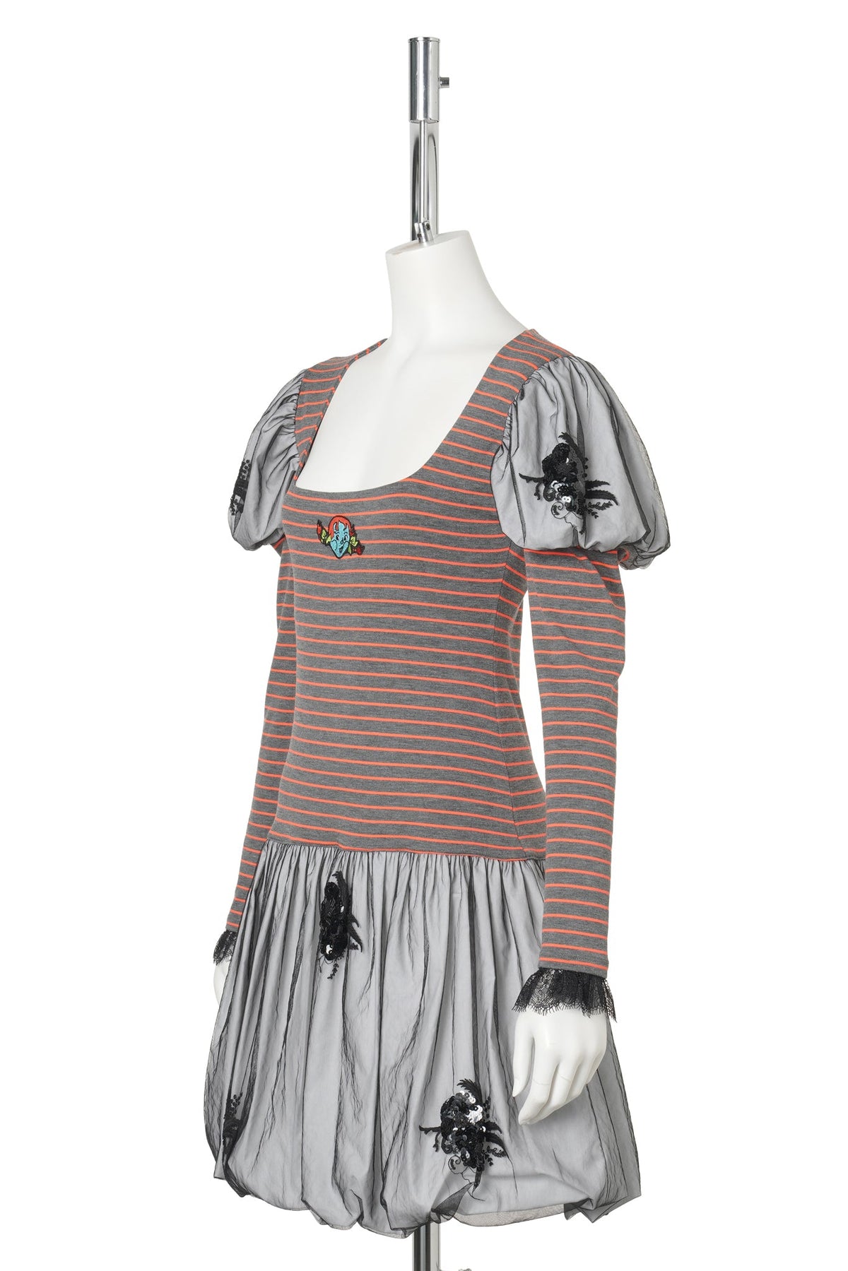 PITCH JERSEY DRESS / GREY AND ORANGE