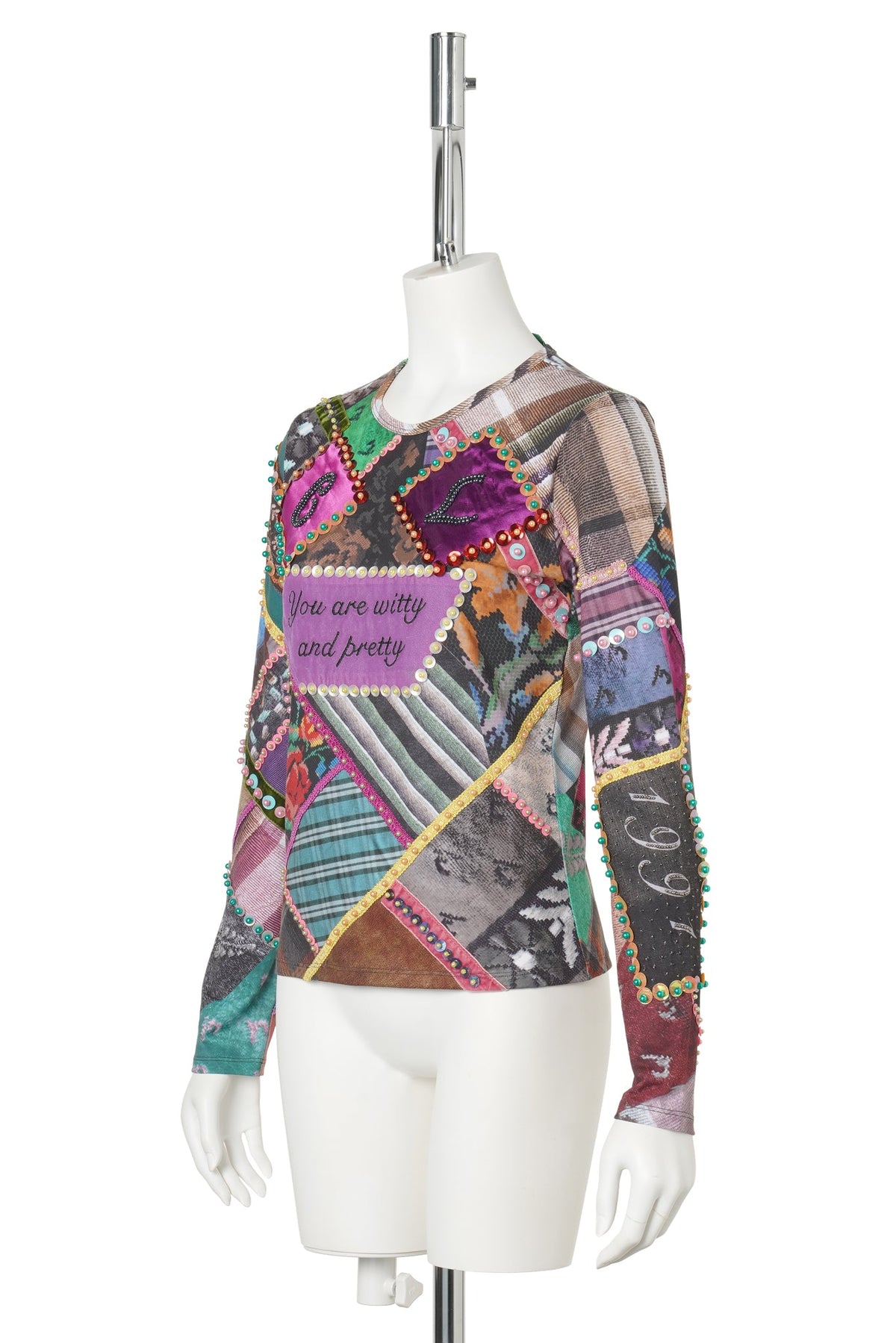 PRETTY BEADED JERSEY TOP / MULTI