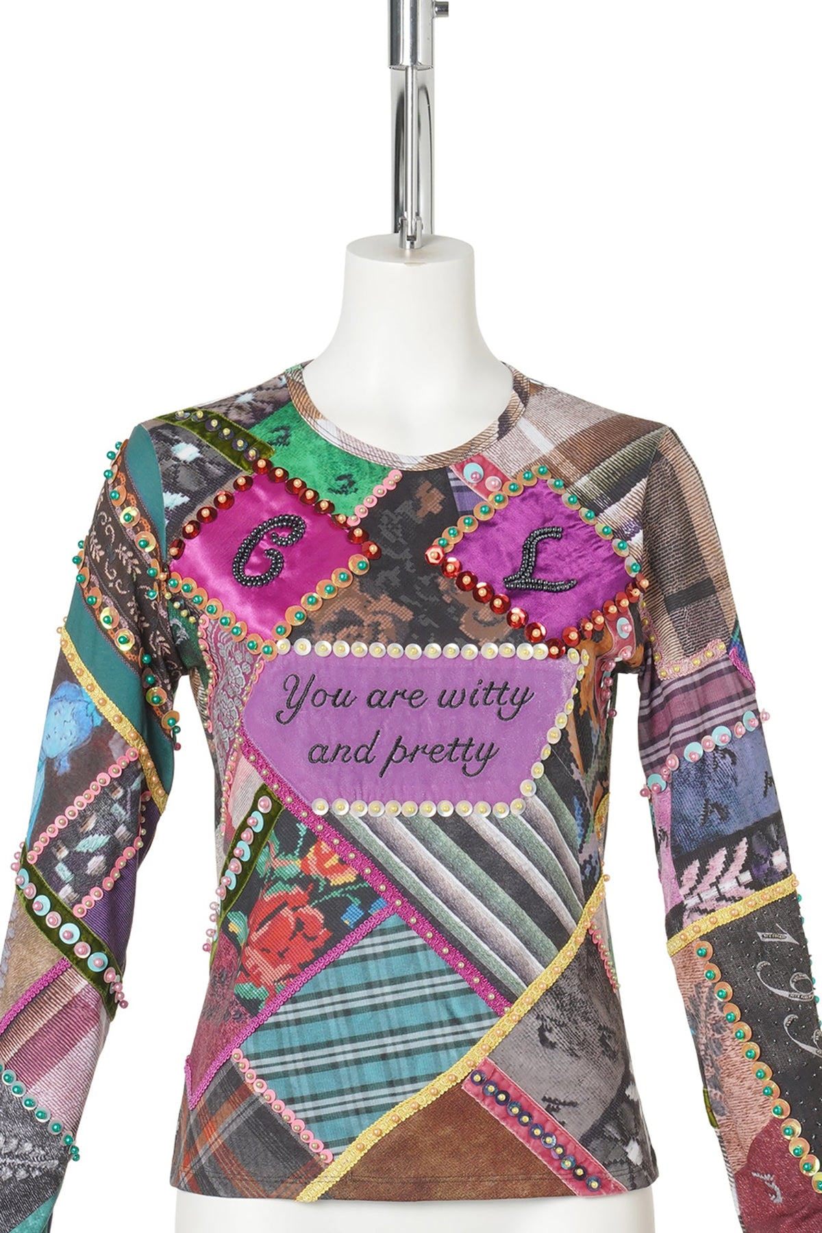 PRETTY BEADED JERSEY TOP / MULTI