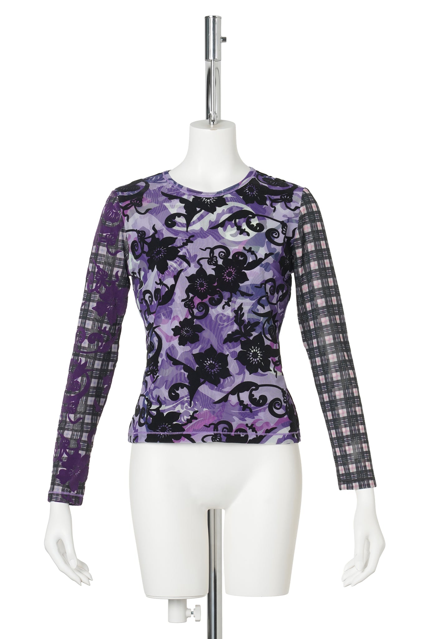 LOFT FLOCKED MESH LS TOP / PURPLE