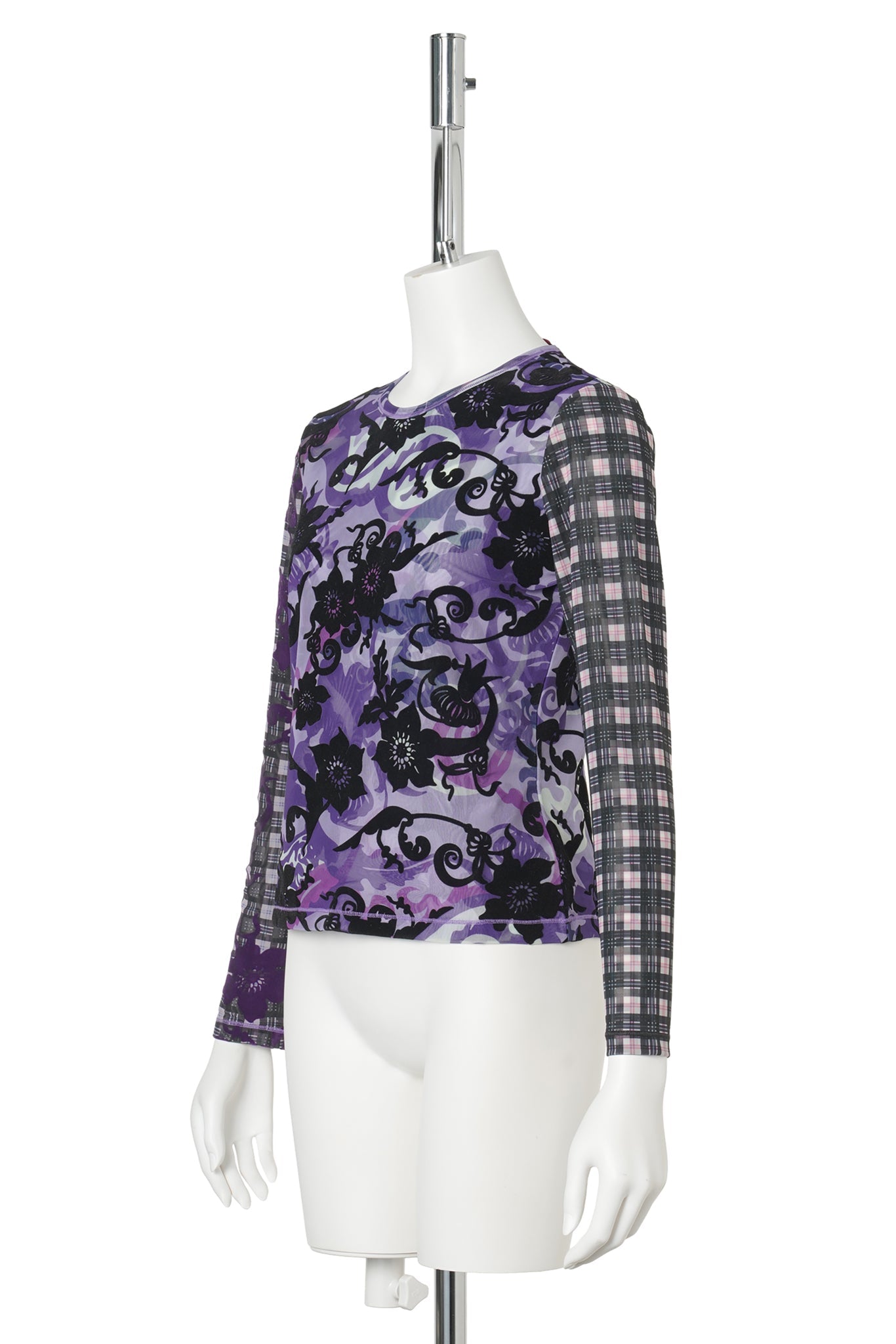 LOFT FLOCKED MESH LS TOP / PURPLE