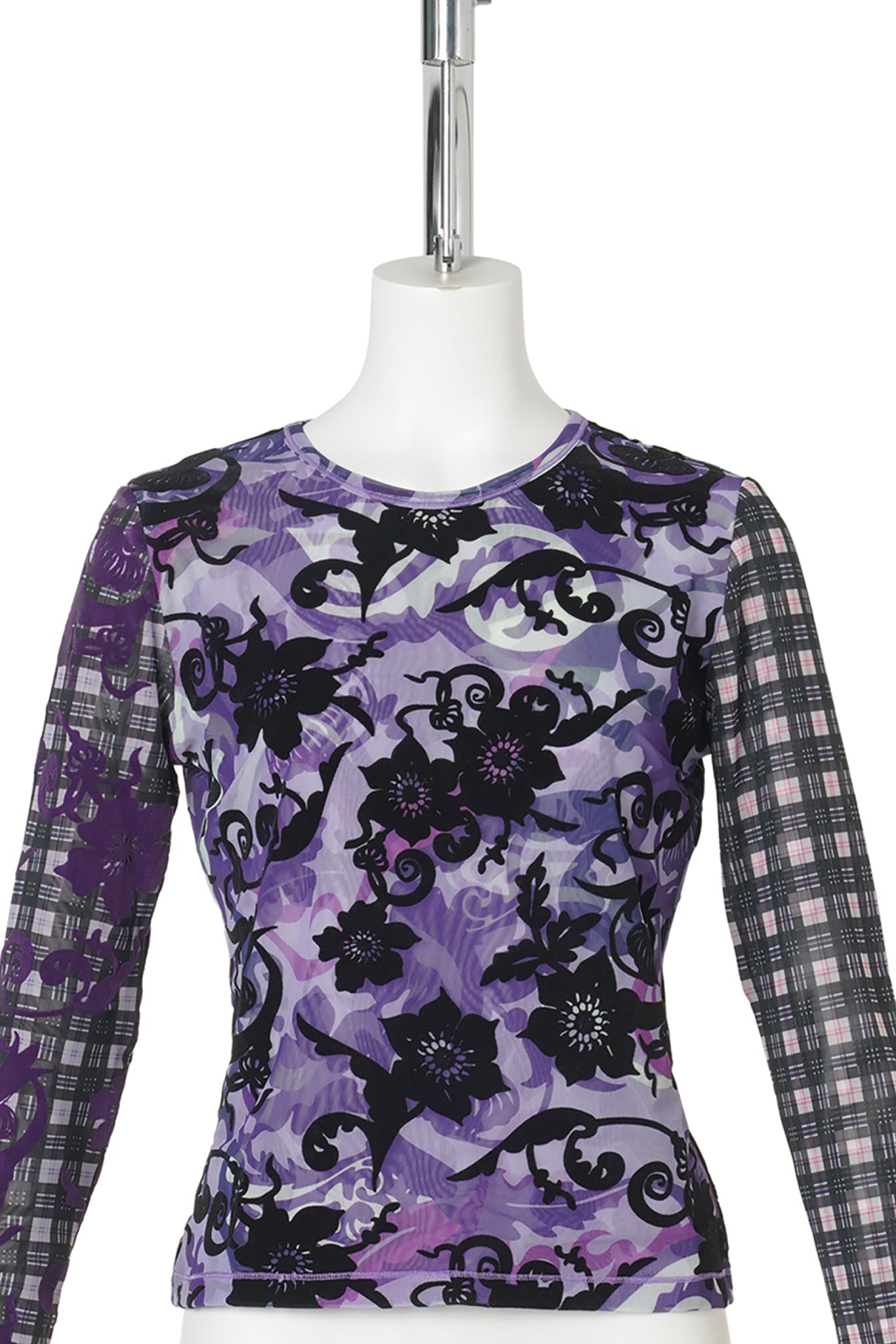 LOFT FLOCKED MESH LS TOP / PURPLE