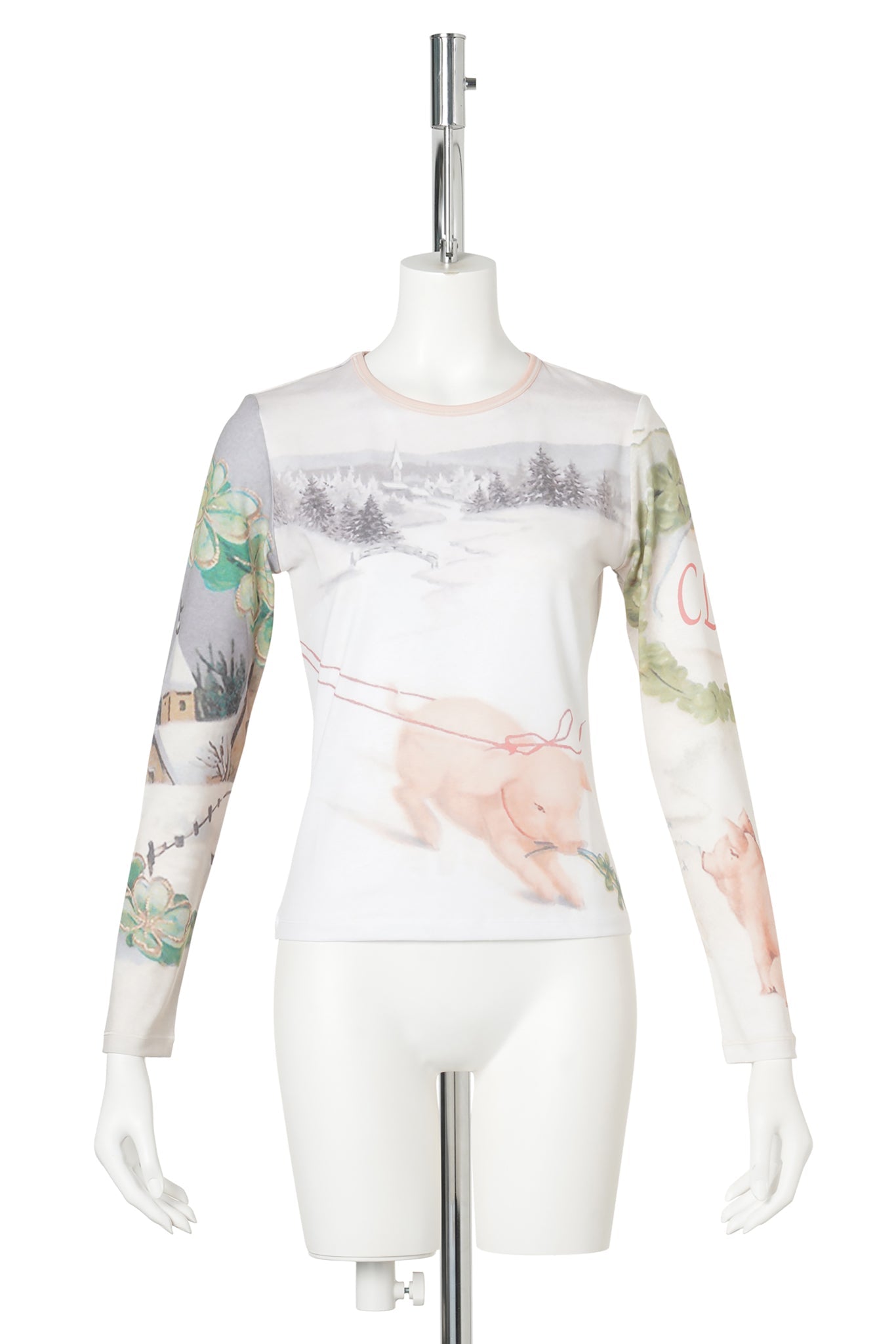 SNOWY PIG FITTED JERSEY TOP / MULTI