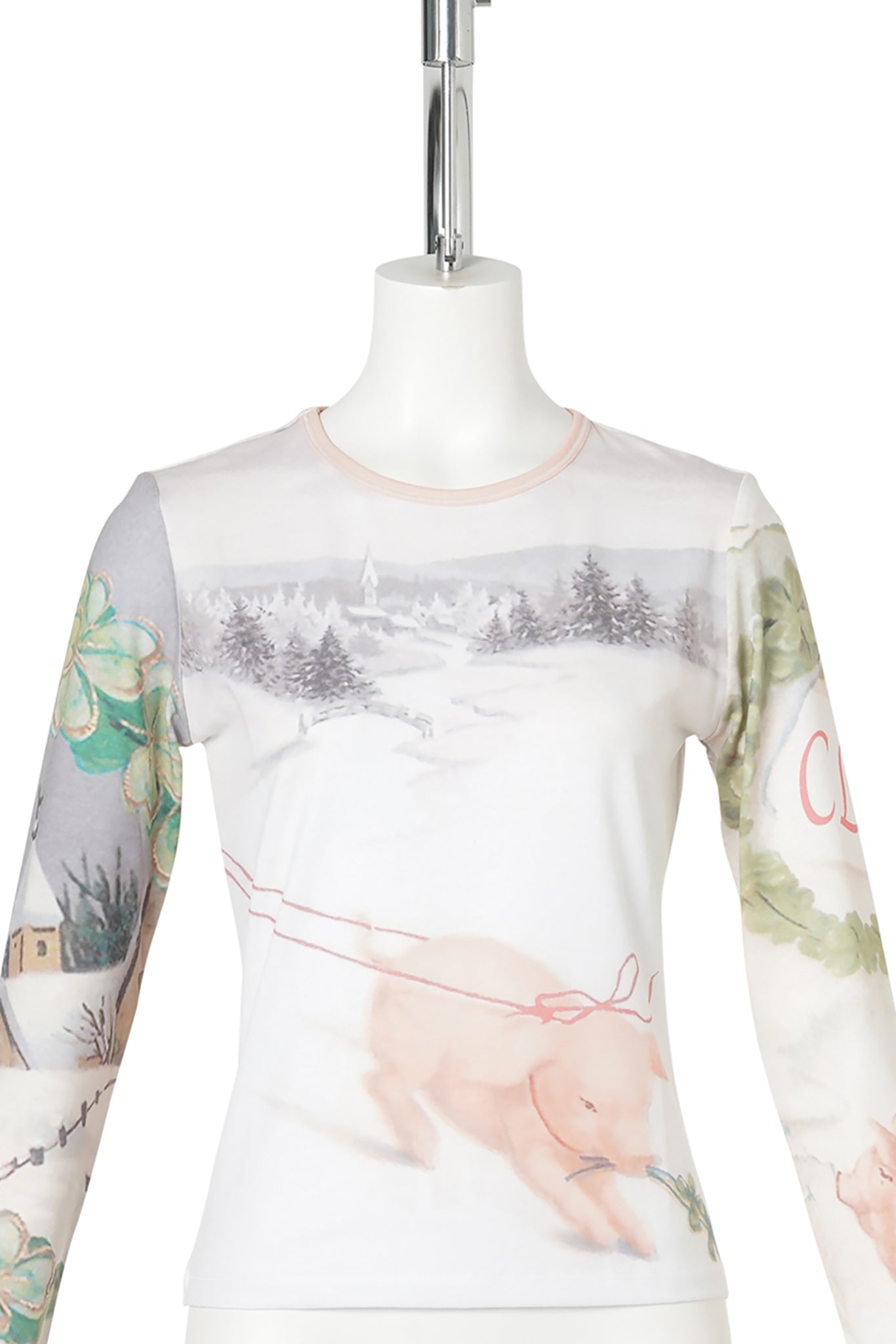 SNOWY PIG FITTED JERSEY TOP / MULTI