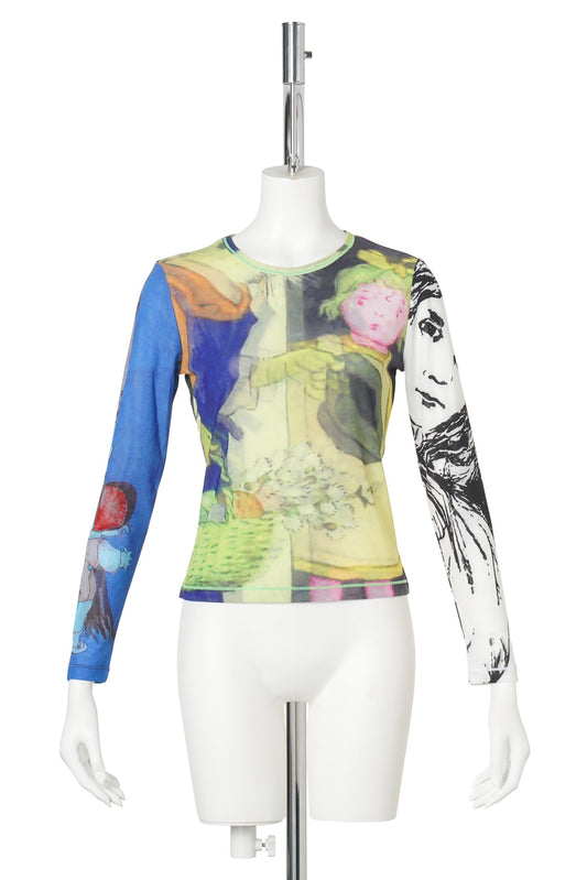 WHO'S THERE? MESH LONG SLEEVE TOP / MULTI