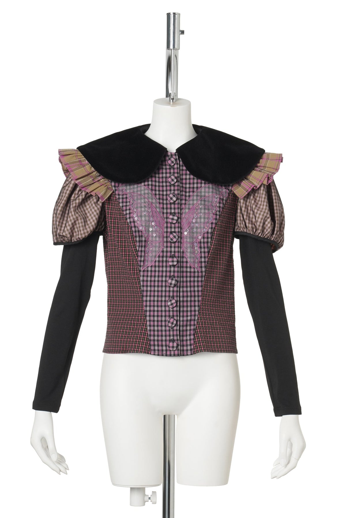 SWOON TARTAN BLOUSE / PINK MULTI