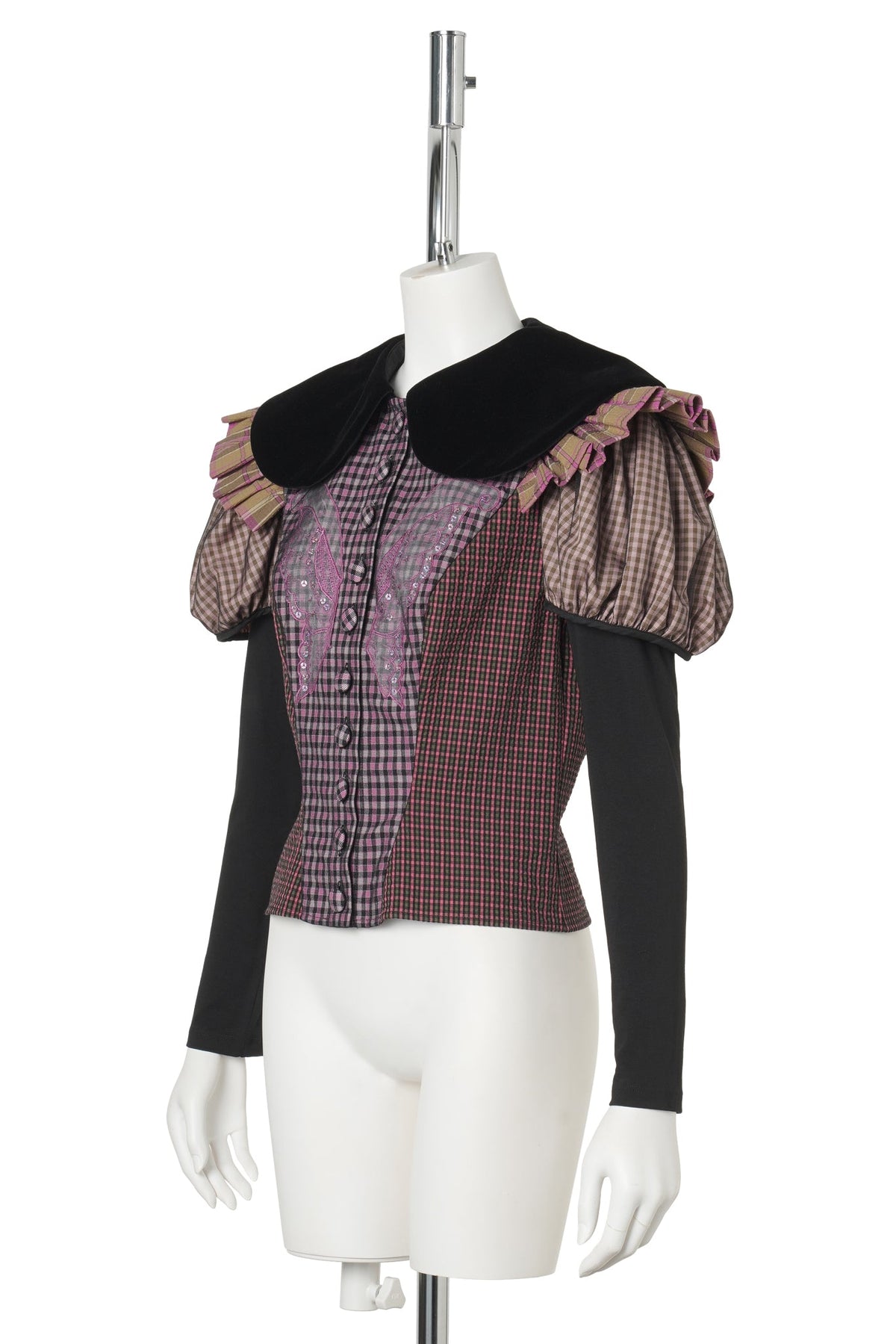 SWOON TARTAN BLOUSE / PINK MULTI