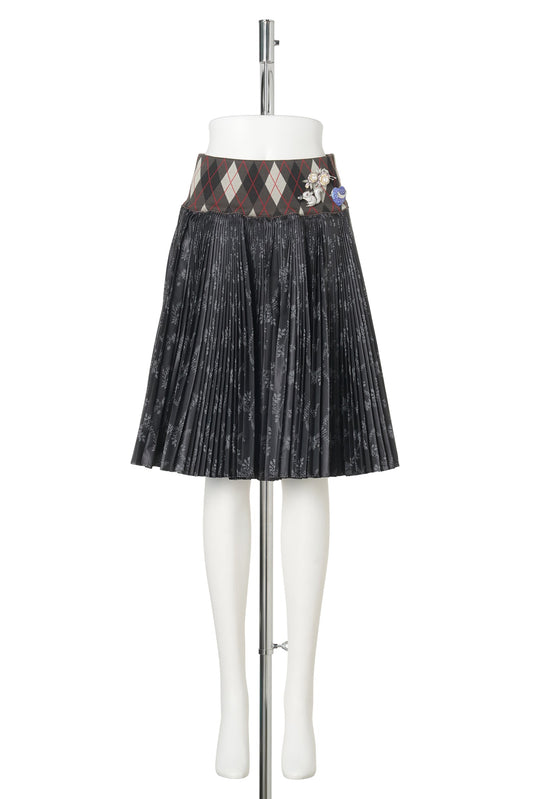 CRESCENT BLACK PLEATED SKIRT / BLACK AND GREY