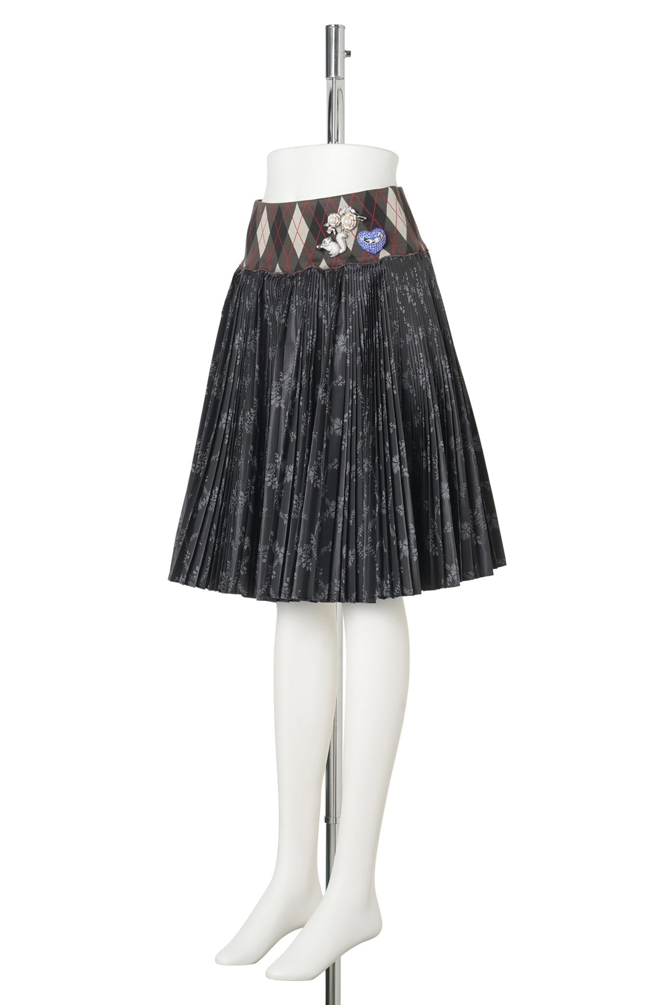 CRESCENT BLACK PLEATED SKIRT / BLACK AND GREY