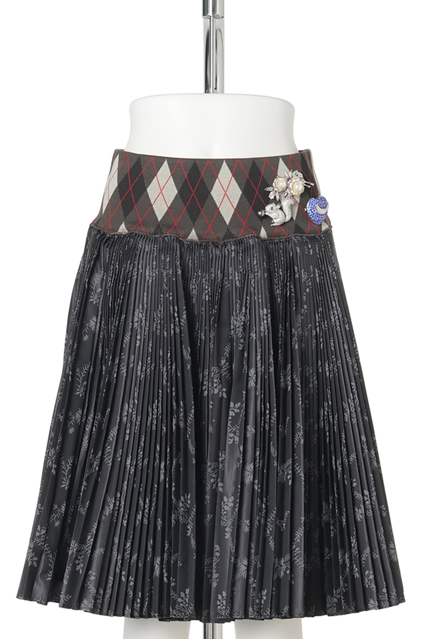 CRESCENT BLACK PLEATED SKIRT / BLACK AND GREY