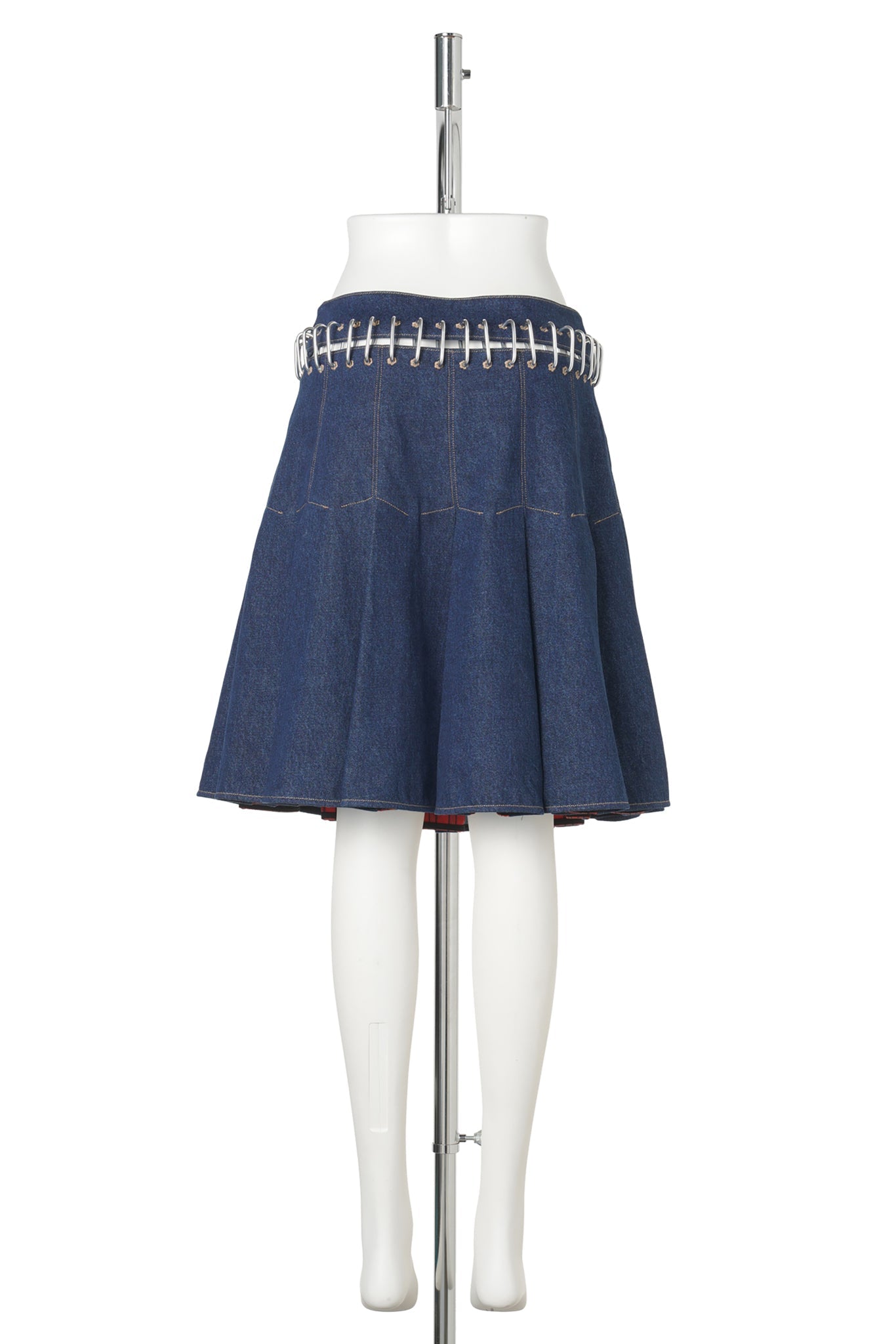 PLAID BEVO DENIM CARABINER SKIRT / MULTI