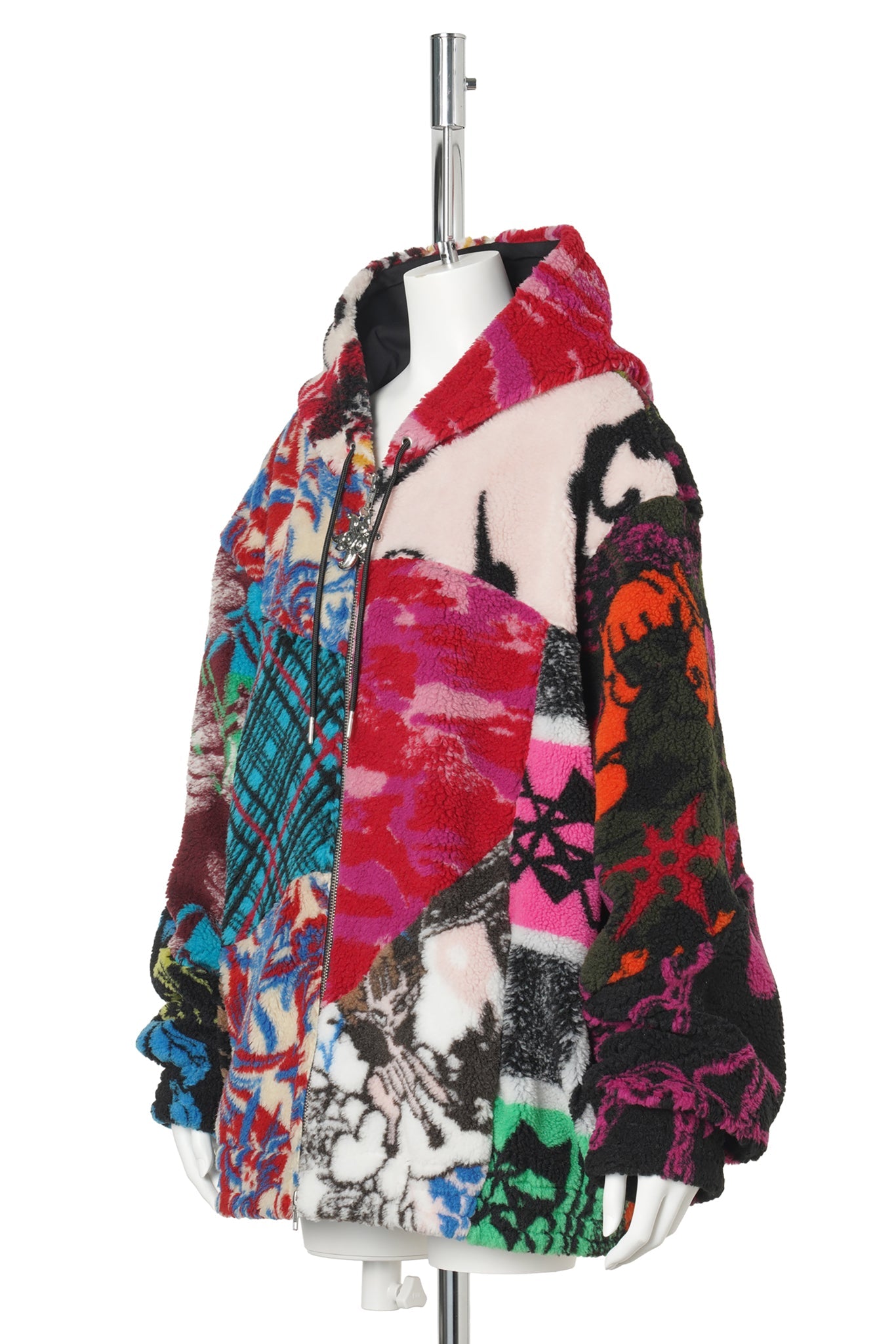 PATCHWORK OVERSIZED HOODED FLEECE / MULTI