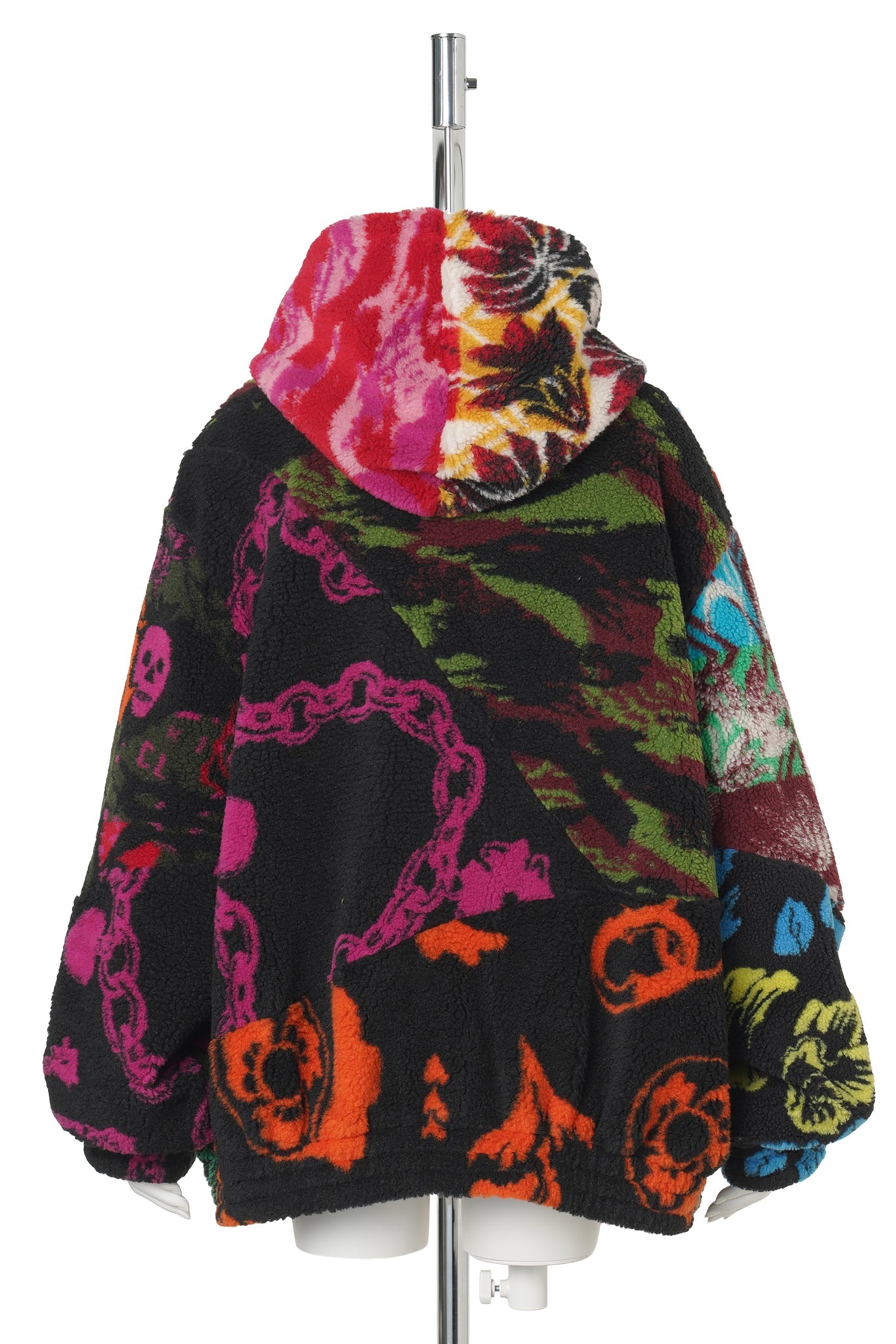 PATCHWORK OVERSIZED HOODED FLEECE / MULTI