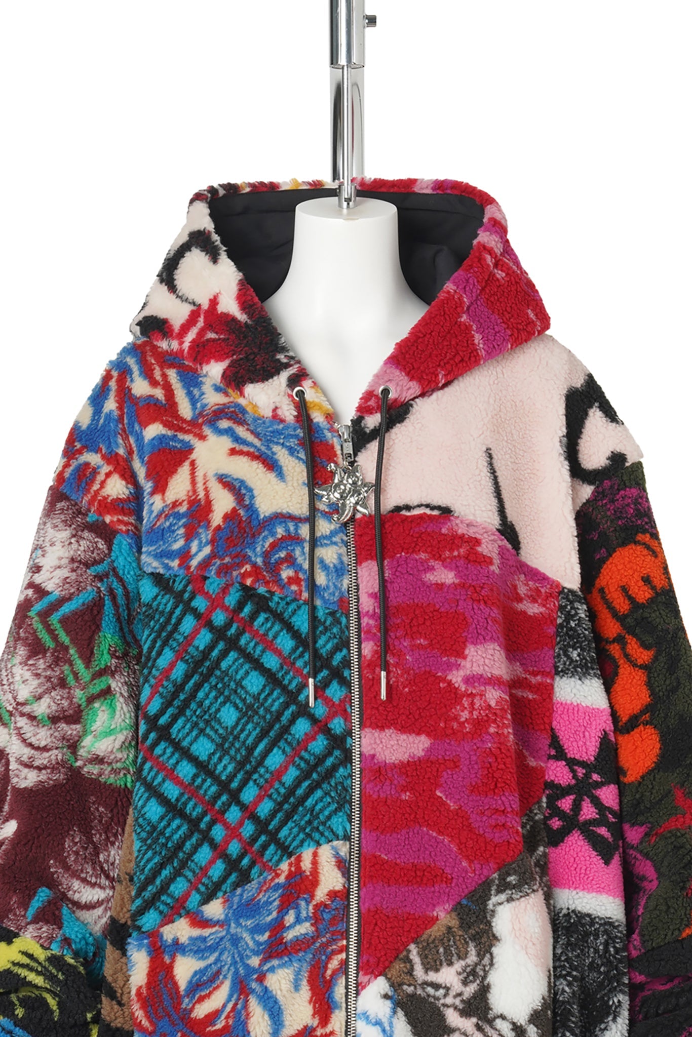 PATCHWORK OVERSIZED HOODED FLEECE / MULTI