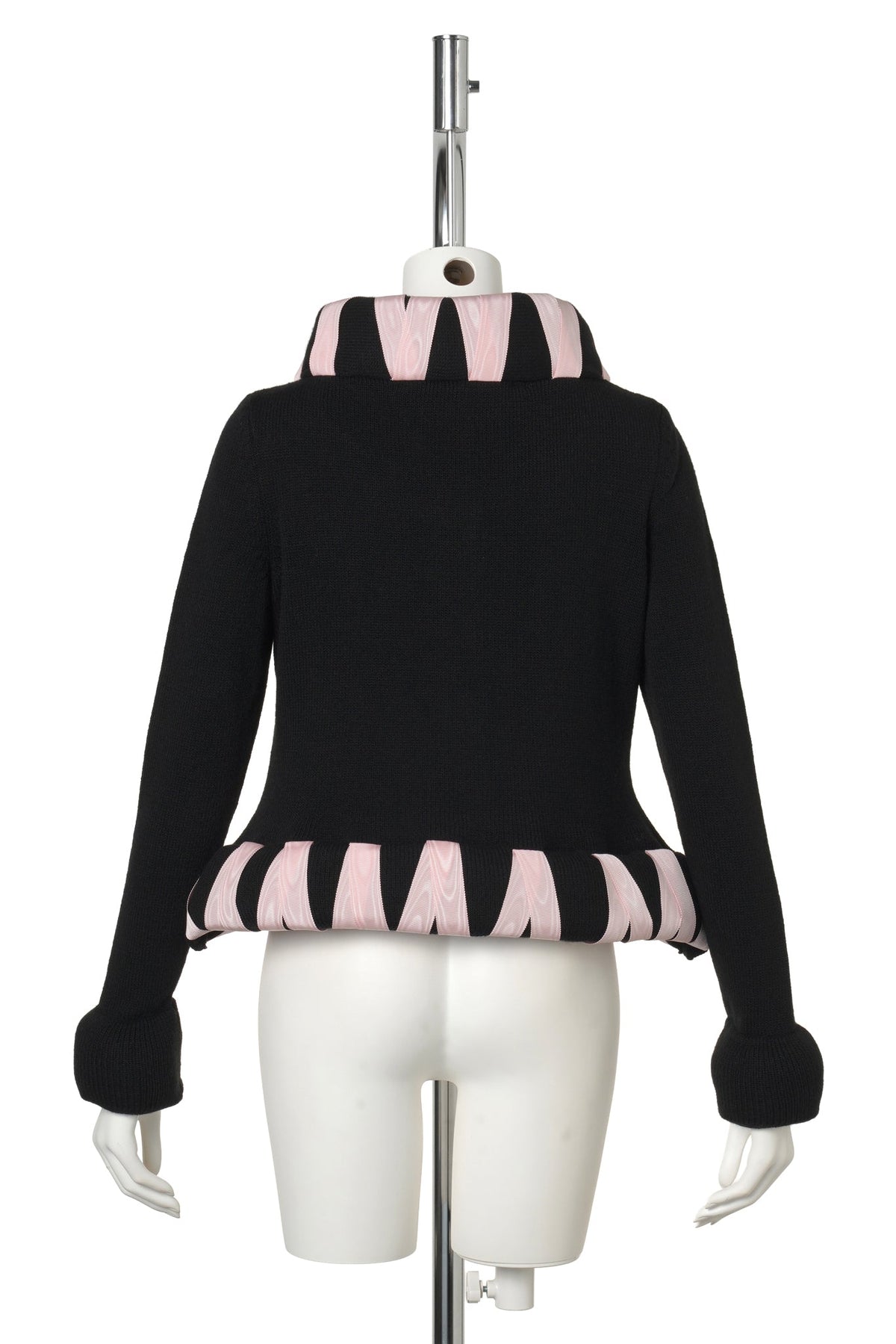 CRIBBAGE CROSS BLACK CARDIGAN / BLACK AND PINK