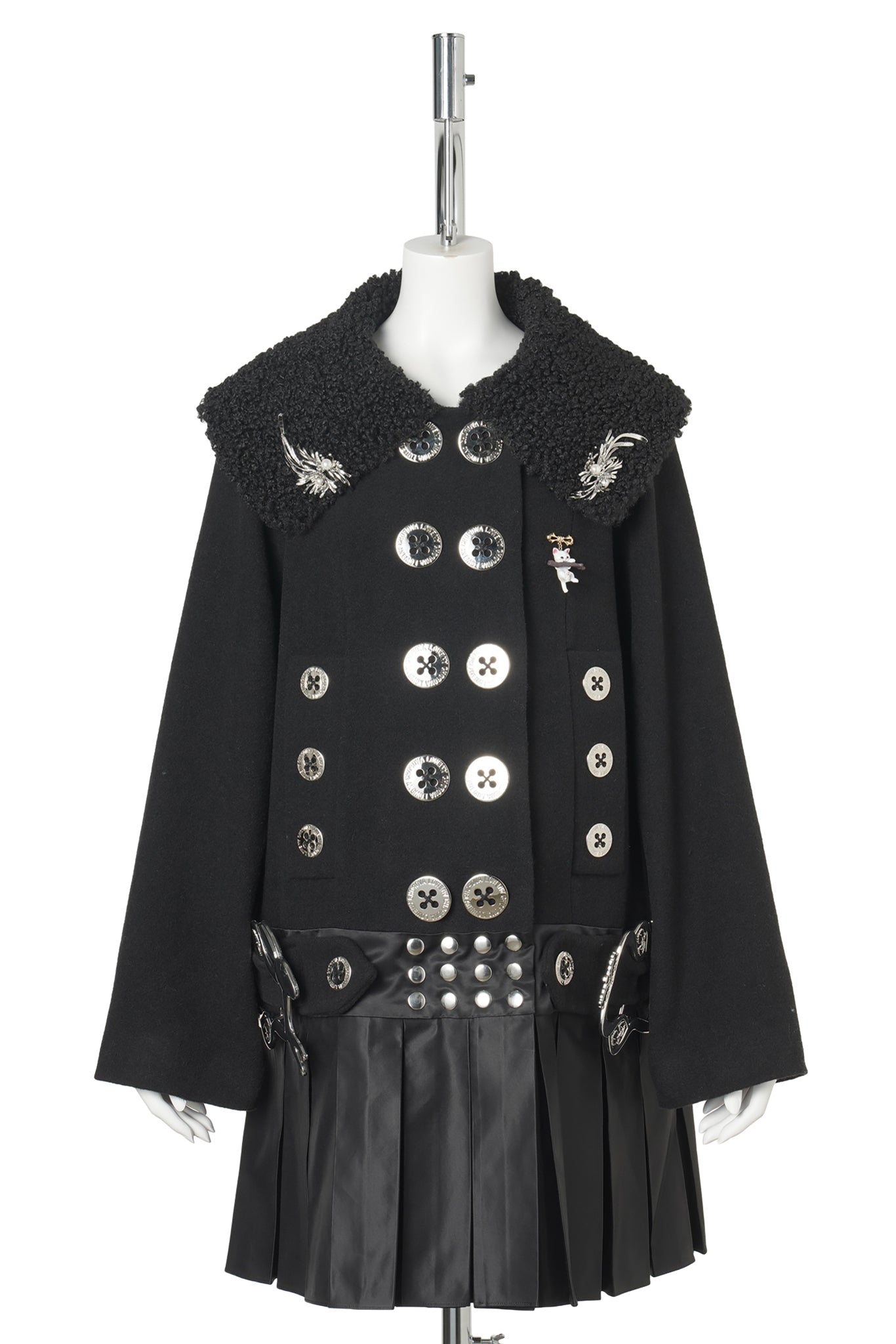 BLACK FUDGE BUCKLE COAT / BLACK