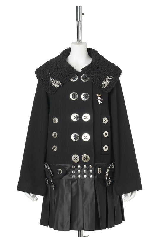 BLACK FUDGE BUCKLE COAT / BLACK