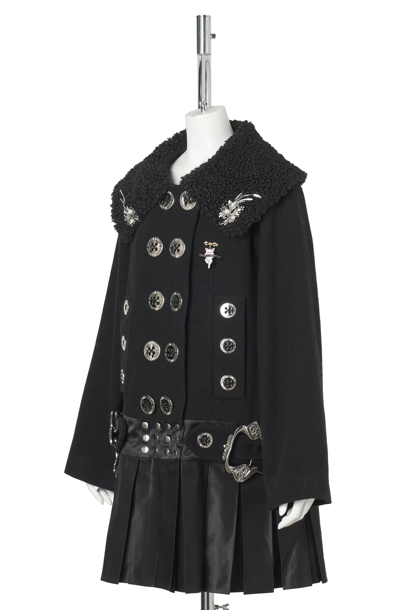 BLACK FUDGE BUCKLE COAT / BLACK