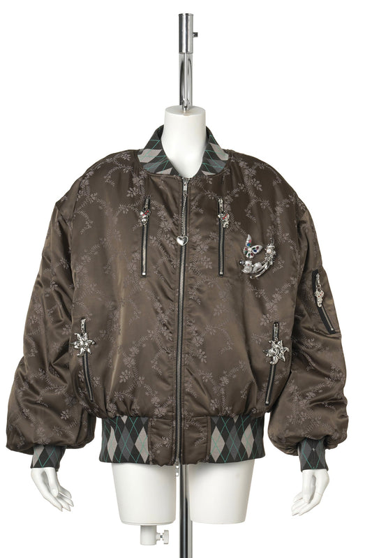 CRESCENT GREEN BOMBER JACKET / BROWN