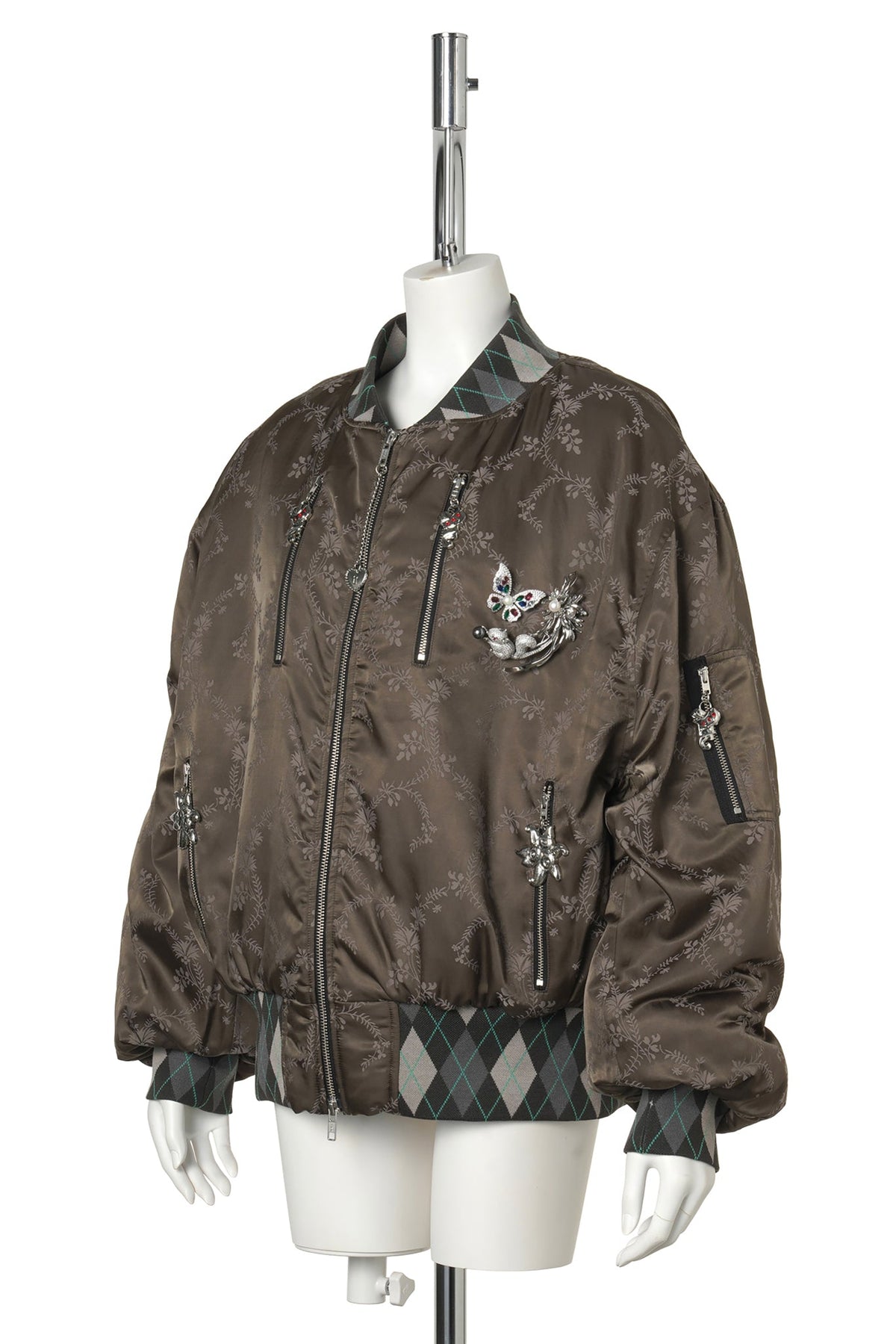 CRESCENT GREEN BOMBER JACKET / BROWN