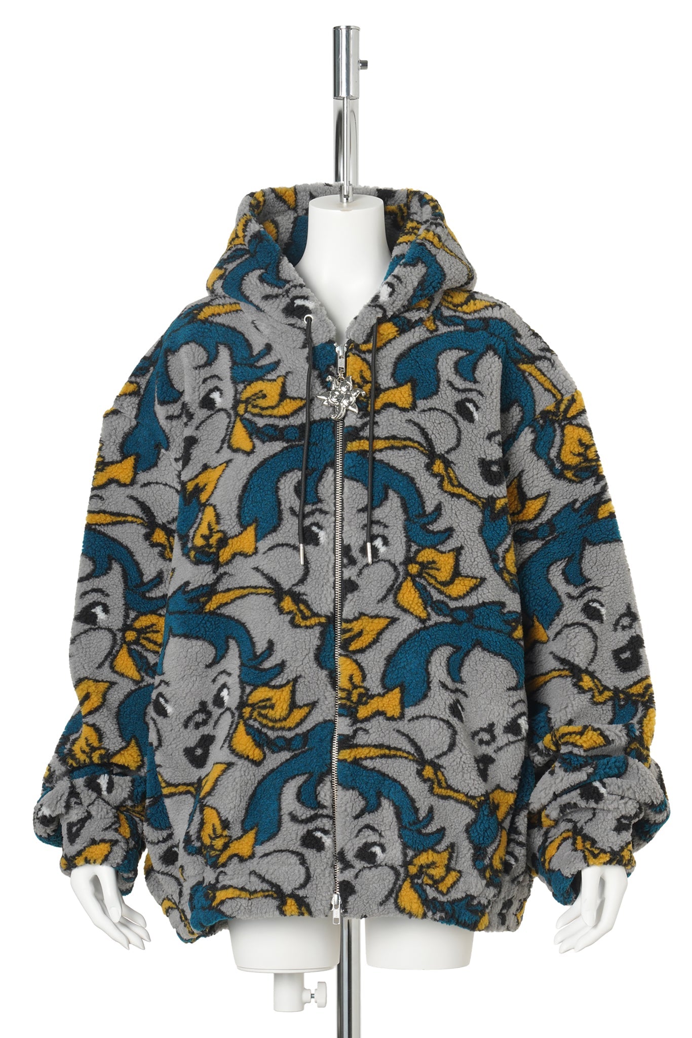 CHEEKY GIRL OVERSIZED HOODED FLEECE / GREY AND BLUE