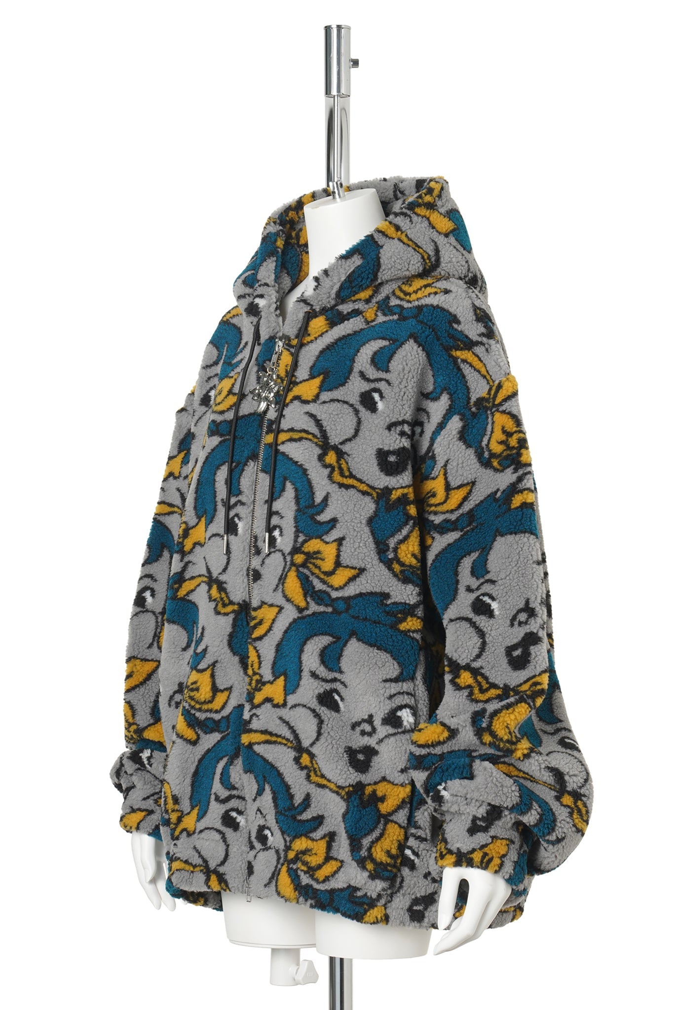 CHEEKY GIRL OVERSIZED HOODED FLEECE / GREY AND BLUE