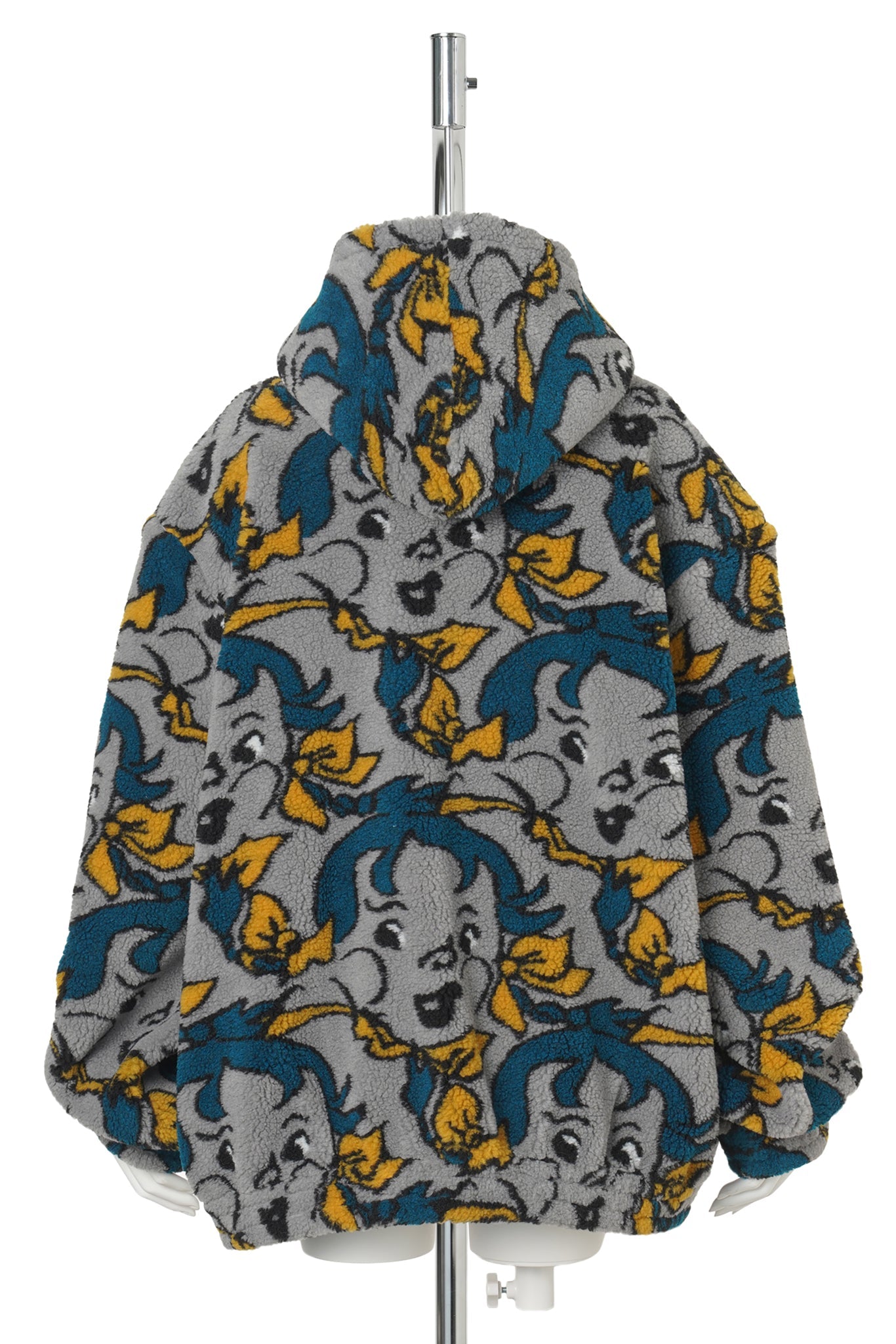 CHEEKY GIRL OVERSIZED HOODED FLEECE / GREY AND BLUE