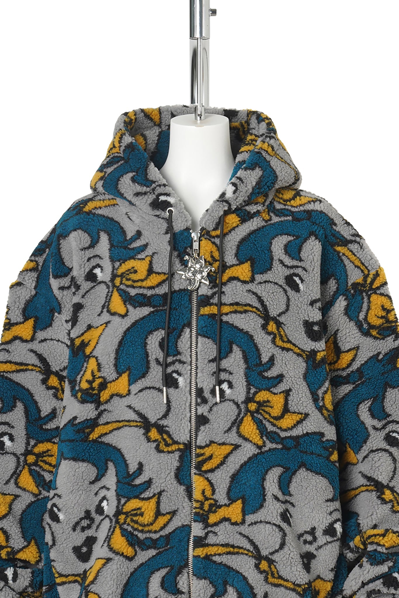 CHEEKY GIRL OVERSIZED HOODED FLEECE / GREY AND BLUE