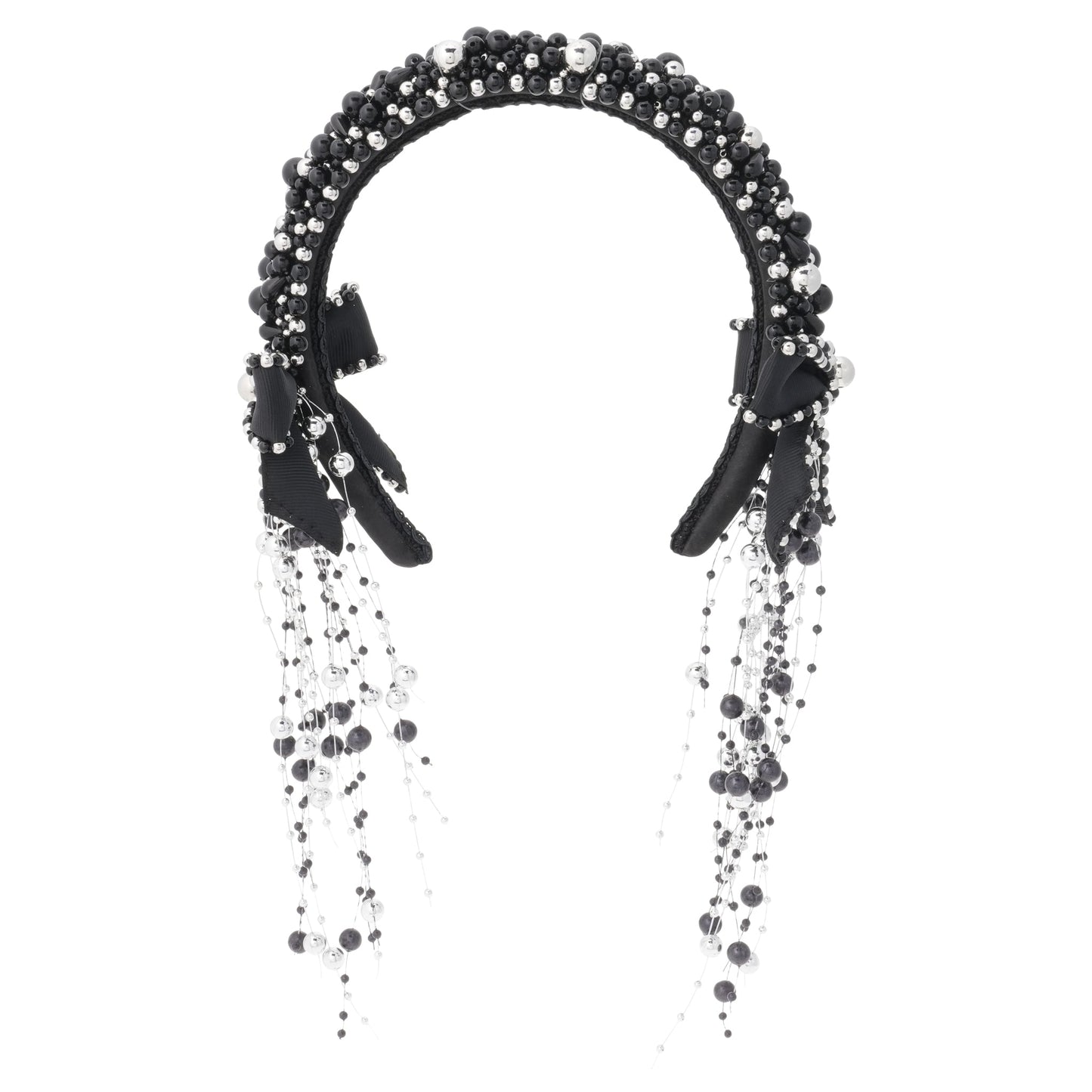 BLACK BEADED HEADBAND / BLACK