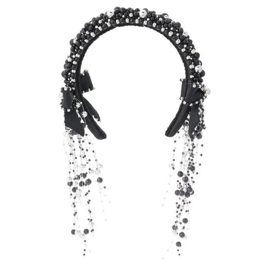 BLACK BEADED HEADBAND / BLACK