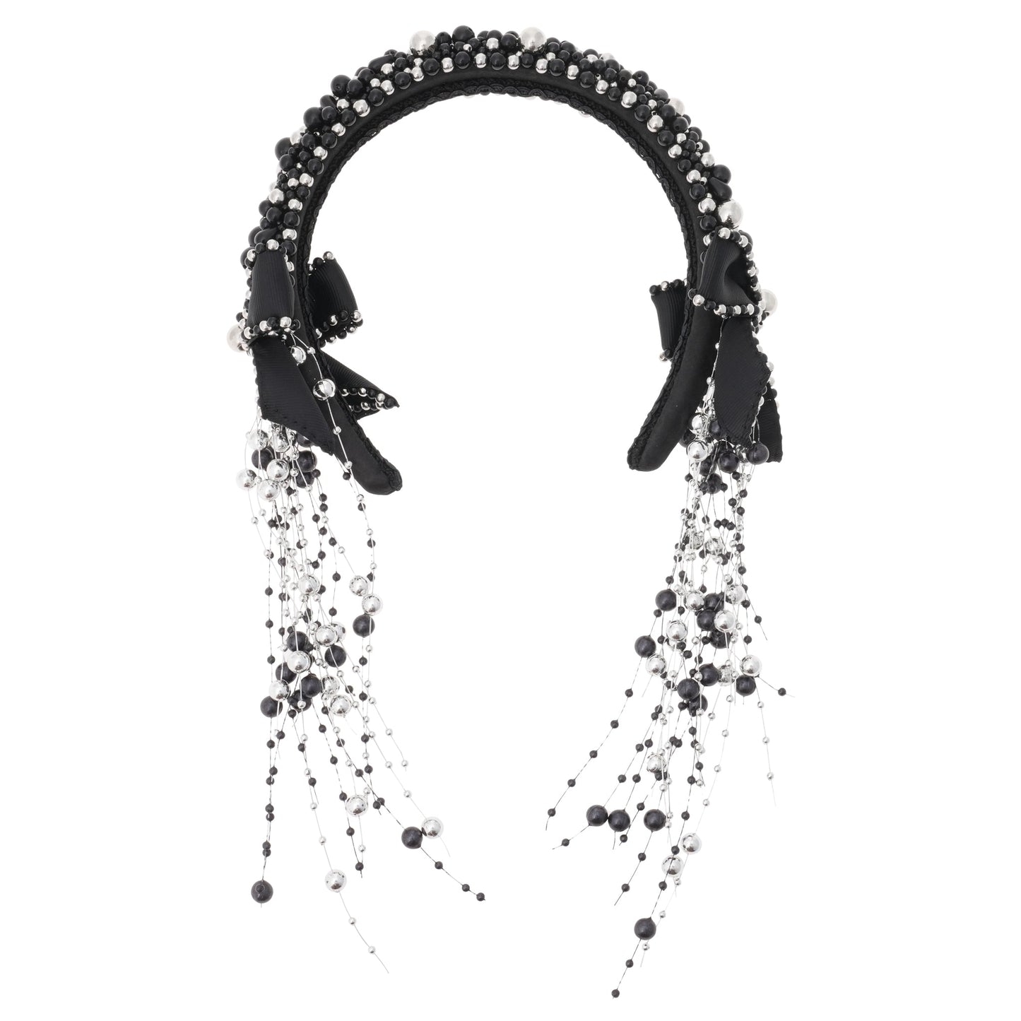 BLACK BEADED HEADBAND / BLACK