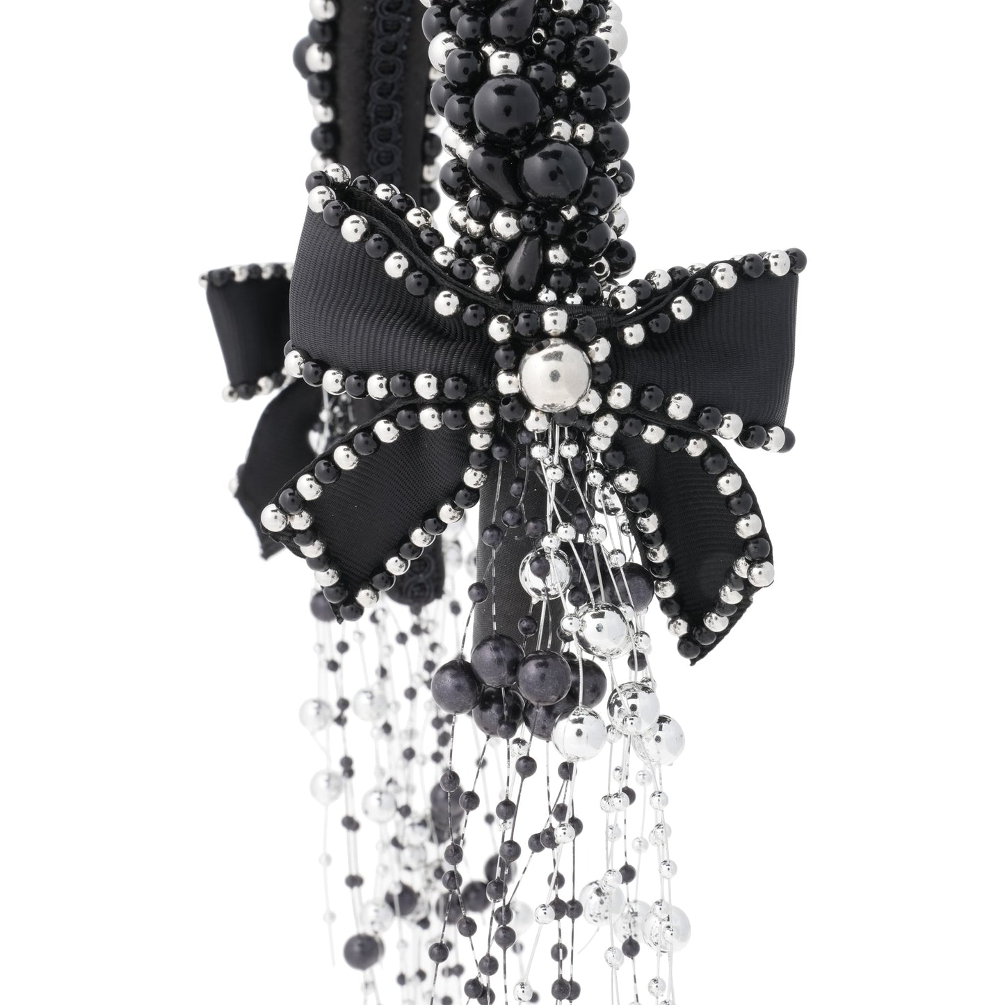 BLACK BEADED HEADBAND / BLACK