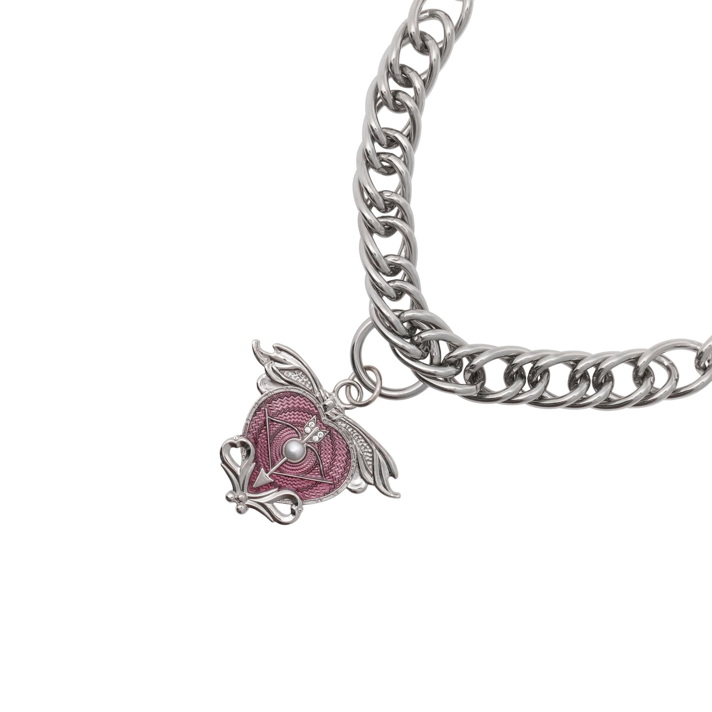 CUPID'S ARROW CARABINER NECKLACE / SILVER